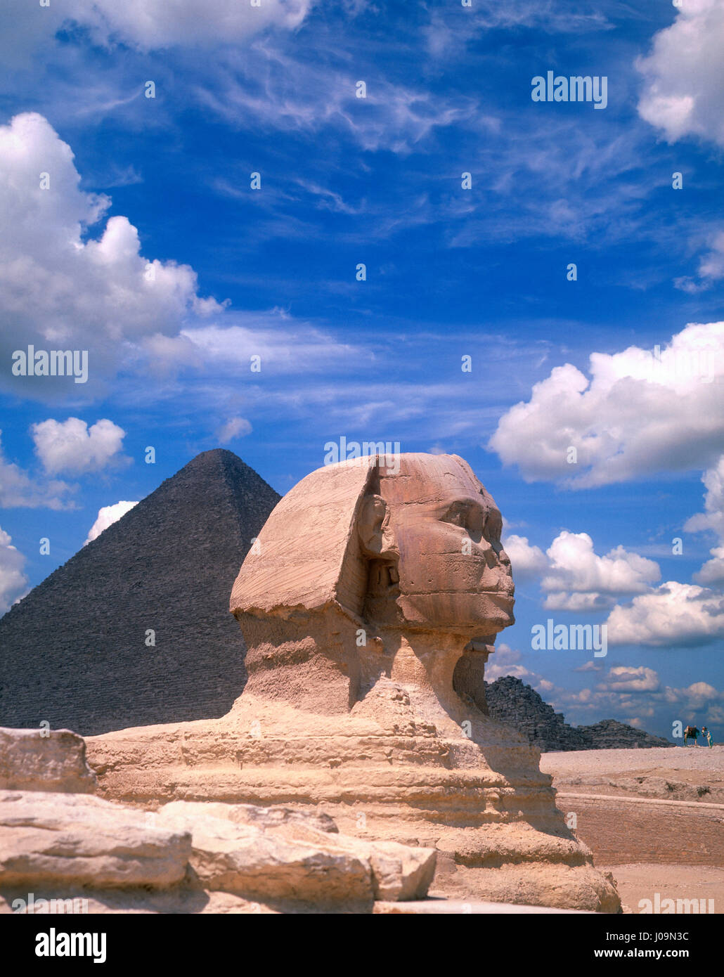 Sphinx et pyramide, Gizeh, Le Caire, Égypte. Banque D'Images