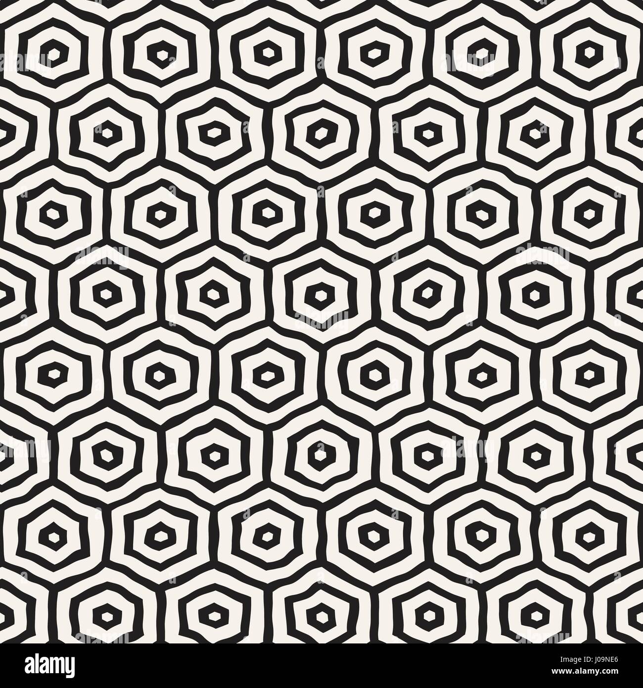 Un motif en noir et blanc avec treillis hexagonal. Monochrome créatif nid d'arrière-plan. à la main Illustration de Vecteur