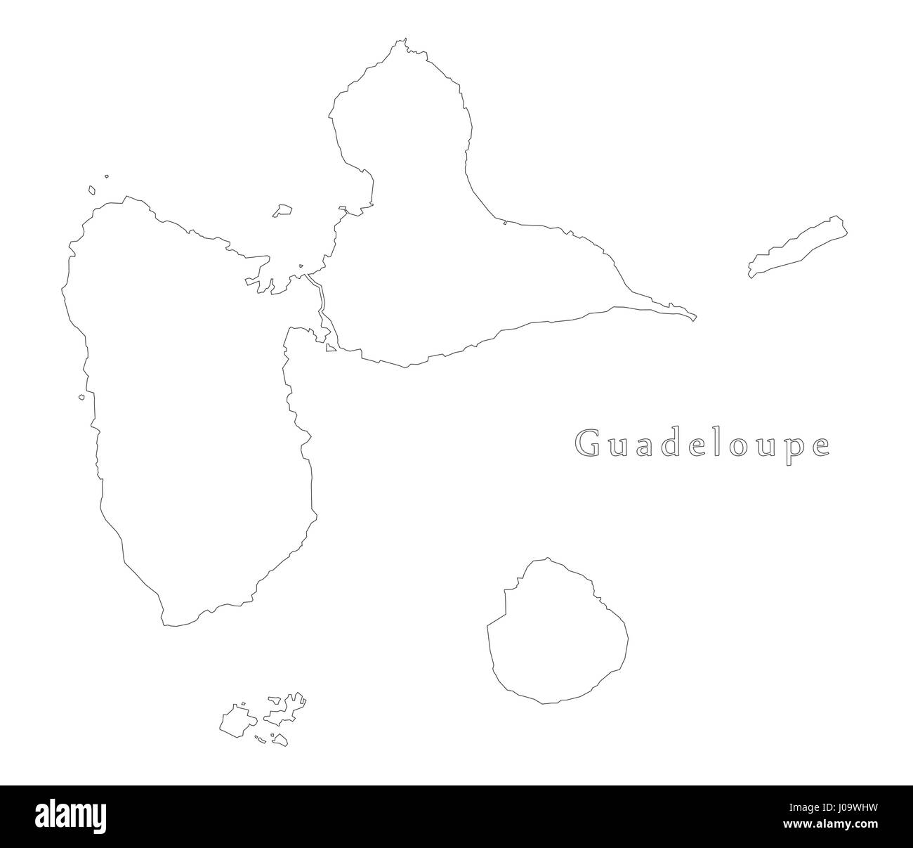 Guadeloupe carte silhouette contour illustration avec frontières détaillées Illustration de Vecteur