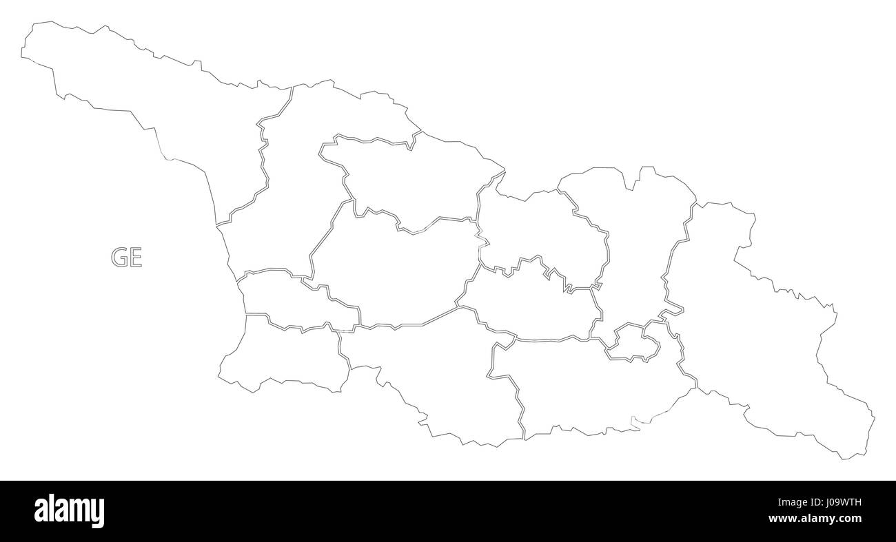 La Géorgie contours silhouette site illustration avec les régions Illustration de Vecteur