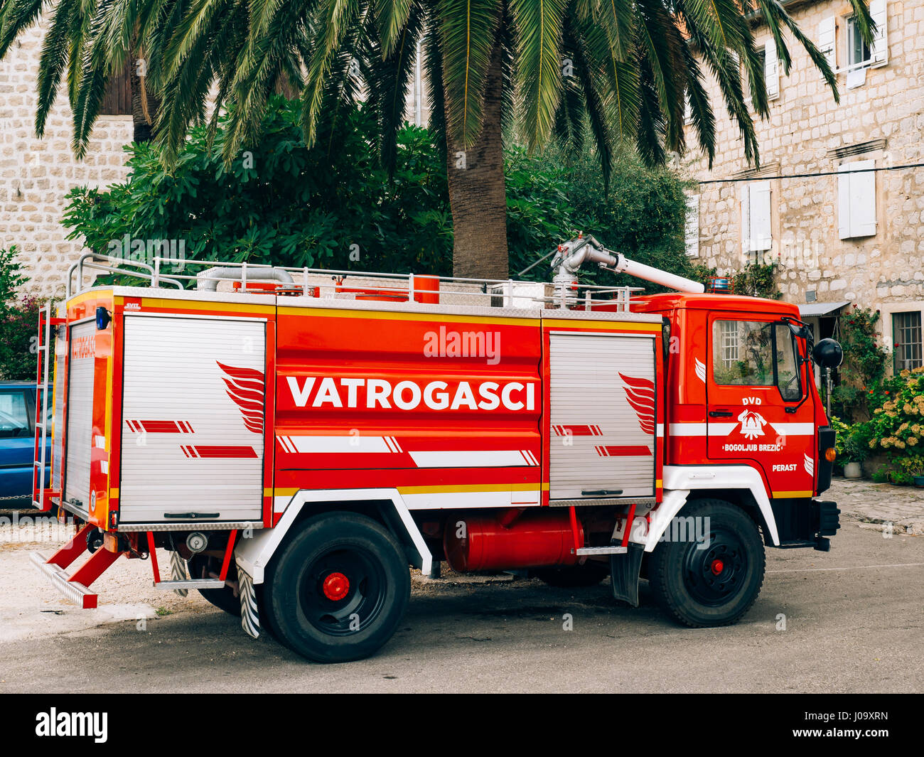 Bâtiment des pompiers à Perast. Fire Department Banque D'Images