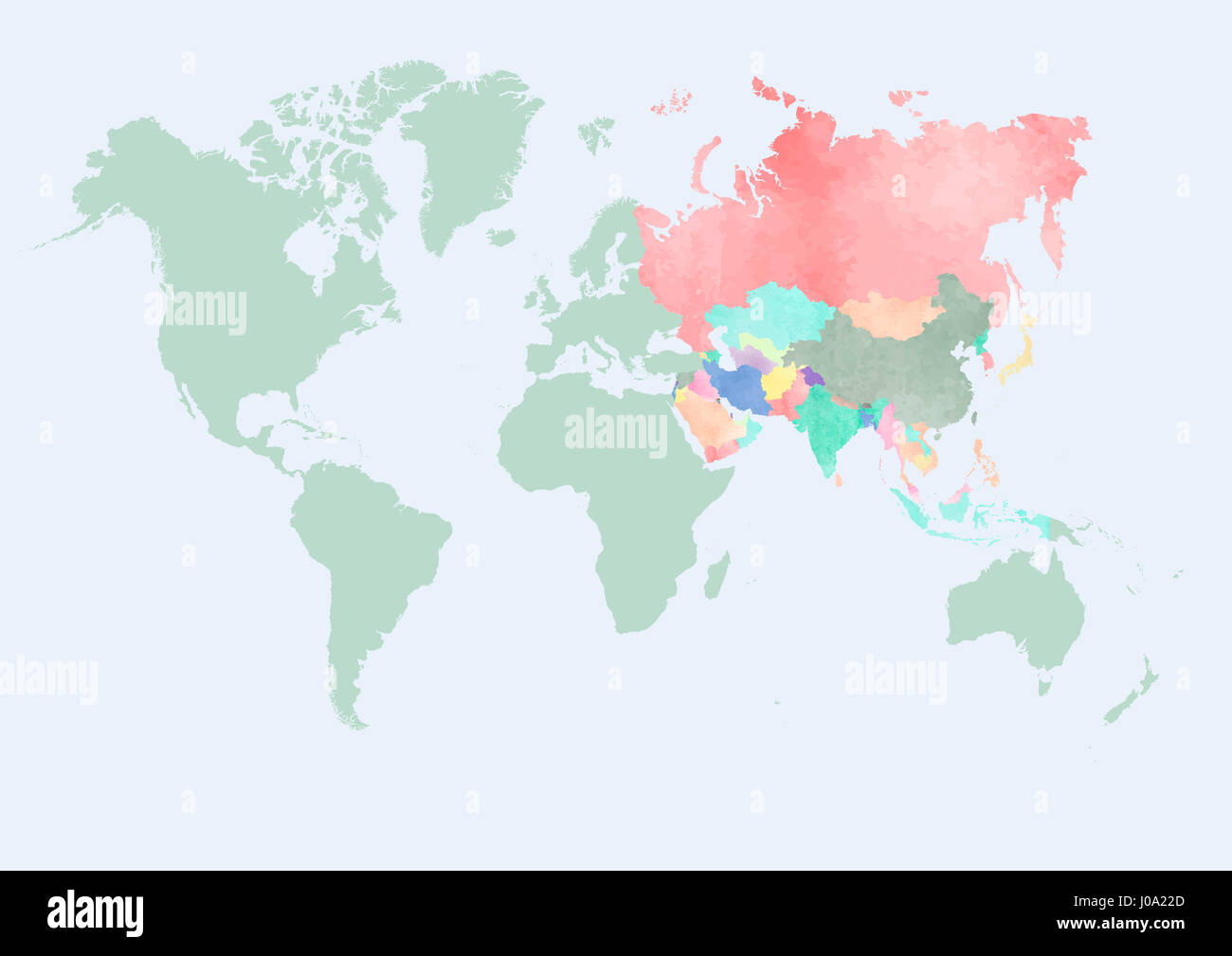Carte Du Monde Avec Les Pays De Lasie Banque Dimages