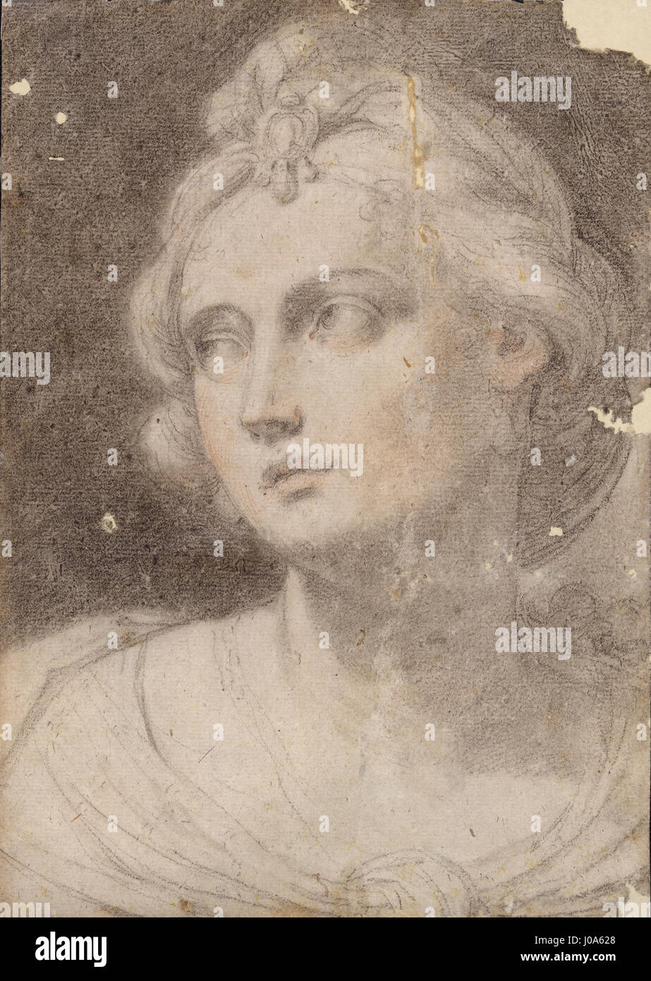 *Cabeça de mulher* (tête d'une femme) d'Ercole Graziani est une sculpture qui capture la ressemblance d'une femme sous une forme classique. La pièce est connue pour son attention aux détails et sa représentation de la beauté idéalisée de la tradition classique. Banque D'Images