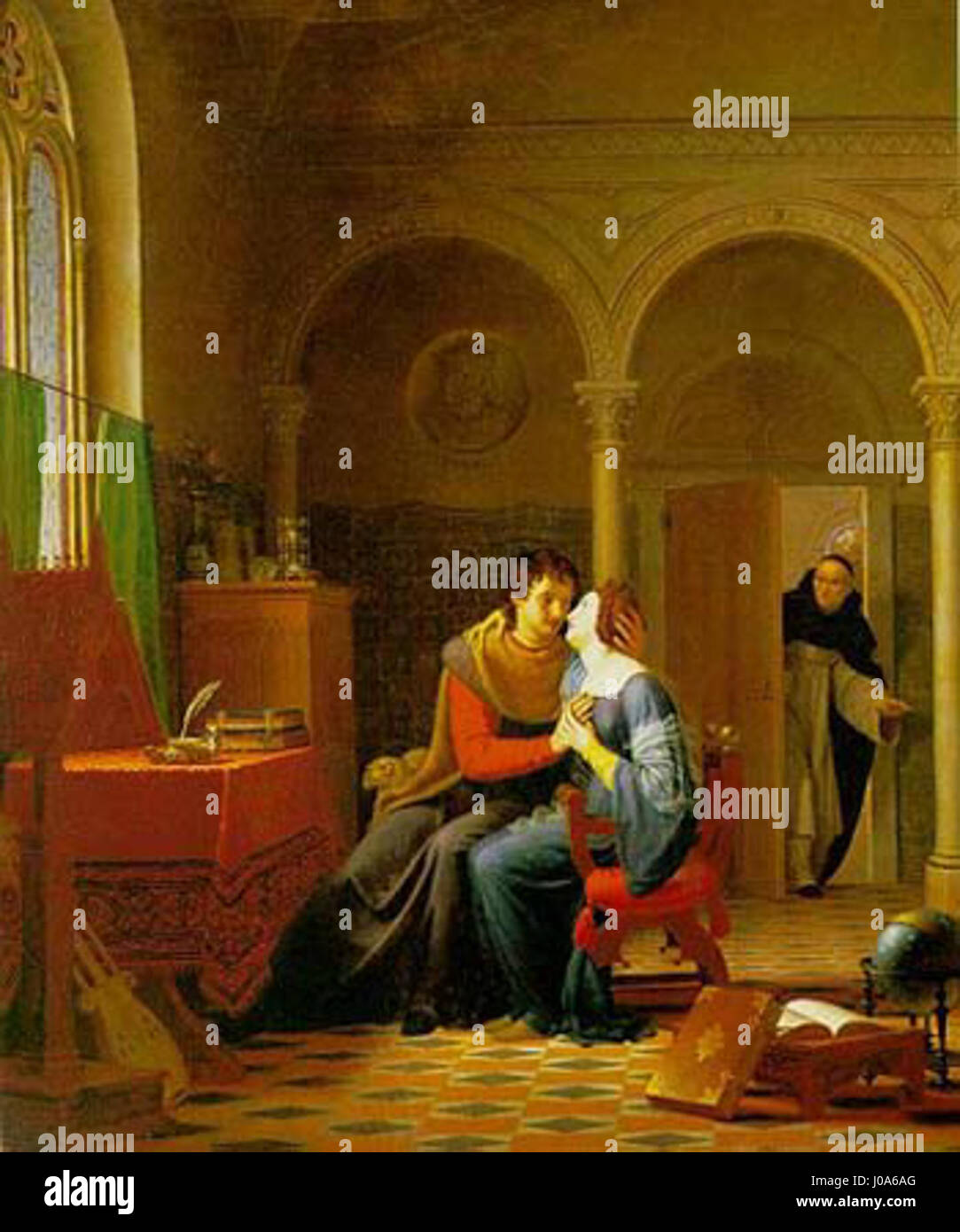 'Les Amours d'Héloïse et d'Abeilard' représente la tragique histoire d'amour du philosophe médiéval Peter Abélard et de son élève Héloïse. L’œuvre explore les thèmes de l’amour interdit, de l’intellectualisme et de la tragédie, au cœur de leur récit historique. Banque D'Images