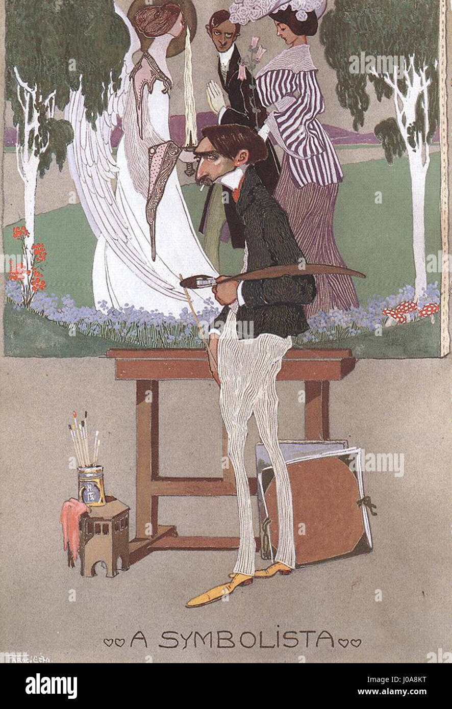 « The Symbolist » (1908) de Géza Faragé capture l'essence du mouvement artistique symboliste, mêlant des thèmes métaphysiques à des images évocatrices. Ce travail explore des idées émotionnelles et philosophiques complexes à travers le symbolisme et les formes suggestives. Banque D'Images