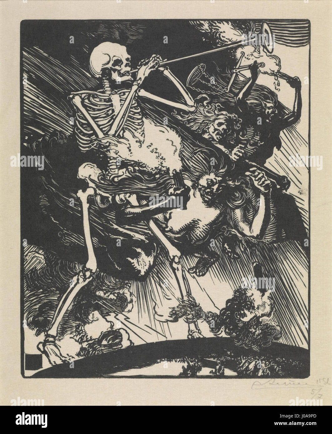 Louis Auguste Lepère - La mort et les passions s'abattre sur le monde - Banque D'Images