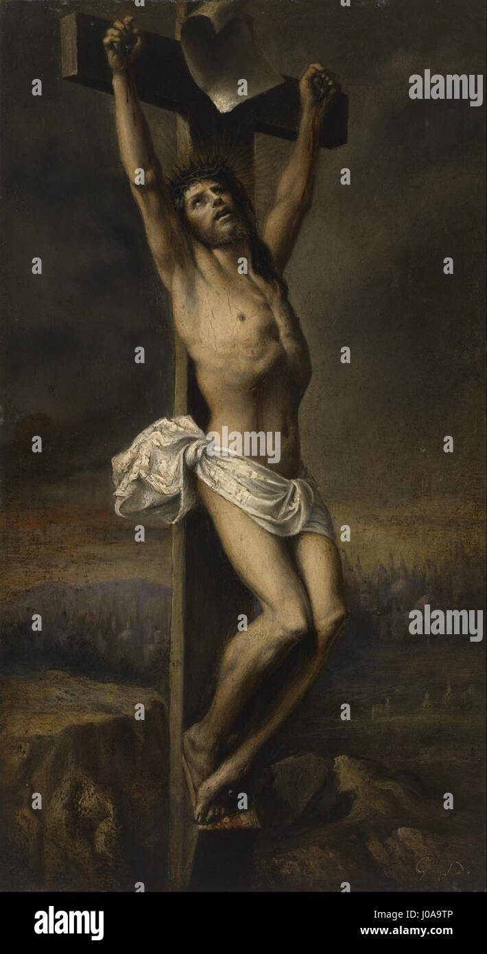 Christ sur la croix, une peinture de Gustave Doré, un artiste et illustrateur français du XIXe siècle. Banque D'Images