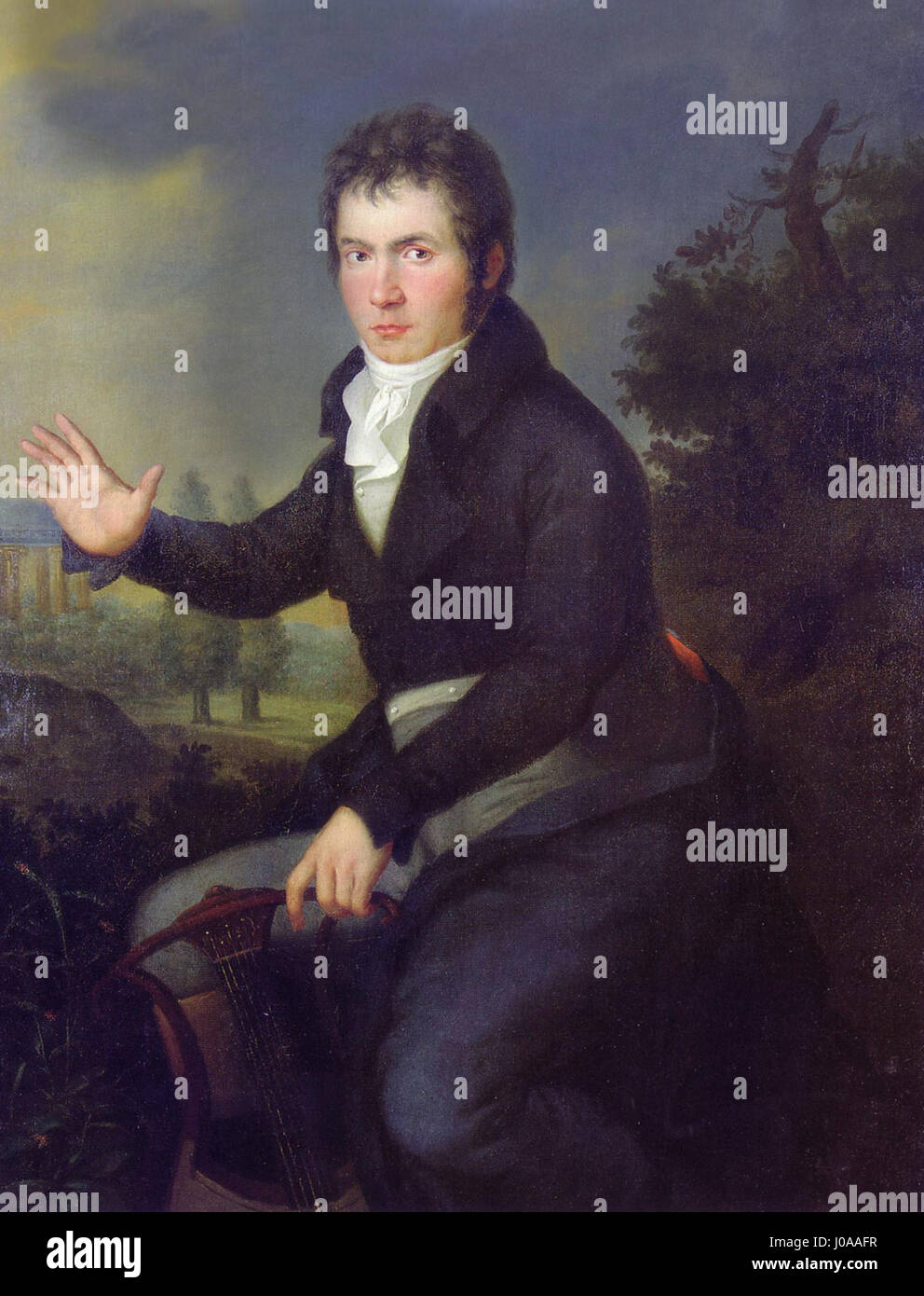 Ludwig van Beethoven, le compositeur allemand, peint par Joseph Willibrord Mähler, un peintre autrichien, entre 1804 et 1805, dans un portrait à l'huile. Banque D'Images
