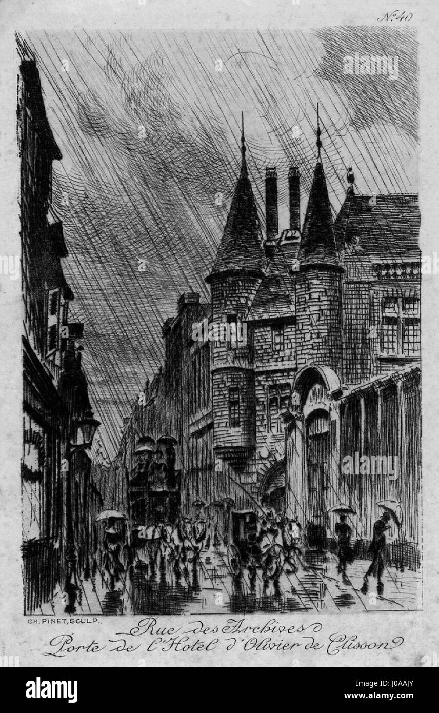 'CH PINET SCULP n° 40 Rue des Archives porte de l'Hôtel Olivier de Clisson' se traduit par 'CH Pinet sculpteur, numéro 40 Rue des Archives, porte du Hôtel Olivier de Clisson'. Cette inscription indique une sculpture de CH Pinet, située au numéro 40 rue des Archives, près de l'entrée du Hôtel Olivier de Clisson à Paris, France. Le Hôtel Olivier de Clisson est un bâtiment historique, et la sculpture ajoute à son importance architecturale. Banque D'Images 'CH PINET SCULP n° 40 Rue des Archives porte de l'Hôtel Olivier de Clisson' se traduit par 'CH Pinet sculpteur, numéro 40 Rue des Archives, porte du Hôtel Olivier de Clisson'. Cette inscription indique une sculpture de CH Pinet, située au numéro 40 rue des Archives, près de l'entrée du Hôtel Olivier de Clisson à Paris, France. Le Hôtel Olivier de Clisson est un bâtiment historique, et la sculpture ajoute à son importance architecturale. Banque D'Images