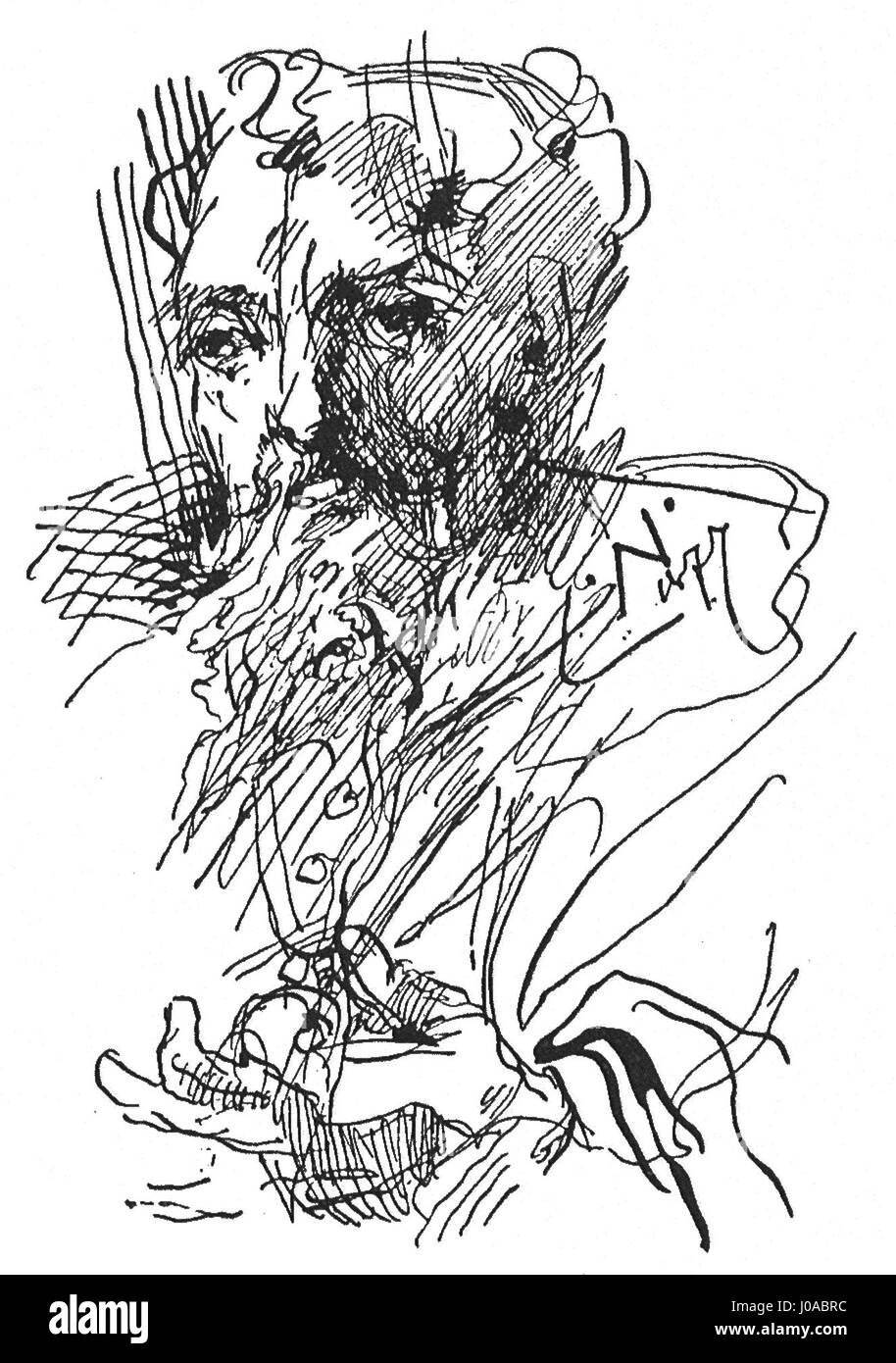 L'autoportrait de Cyprian Norwid de 1877, présenté dans 'PL Dzieła Cypriana Norwida', reflète sa nature introspective et le style personnel qu'il a développé au cours de sa carrière artistique. Le portrait capture l'identité de l'artiste et son approche visuelle de l'auto-représentation. Banque D'Images