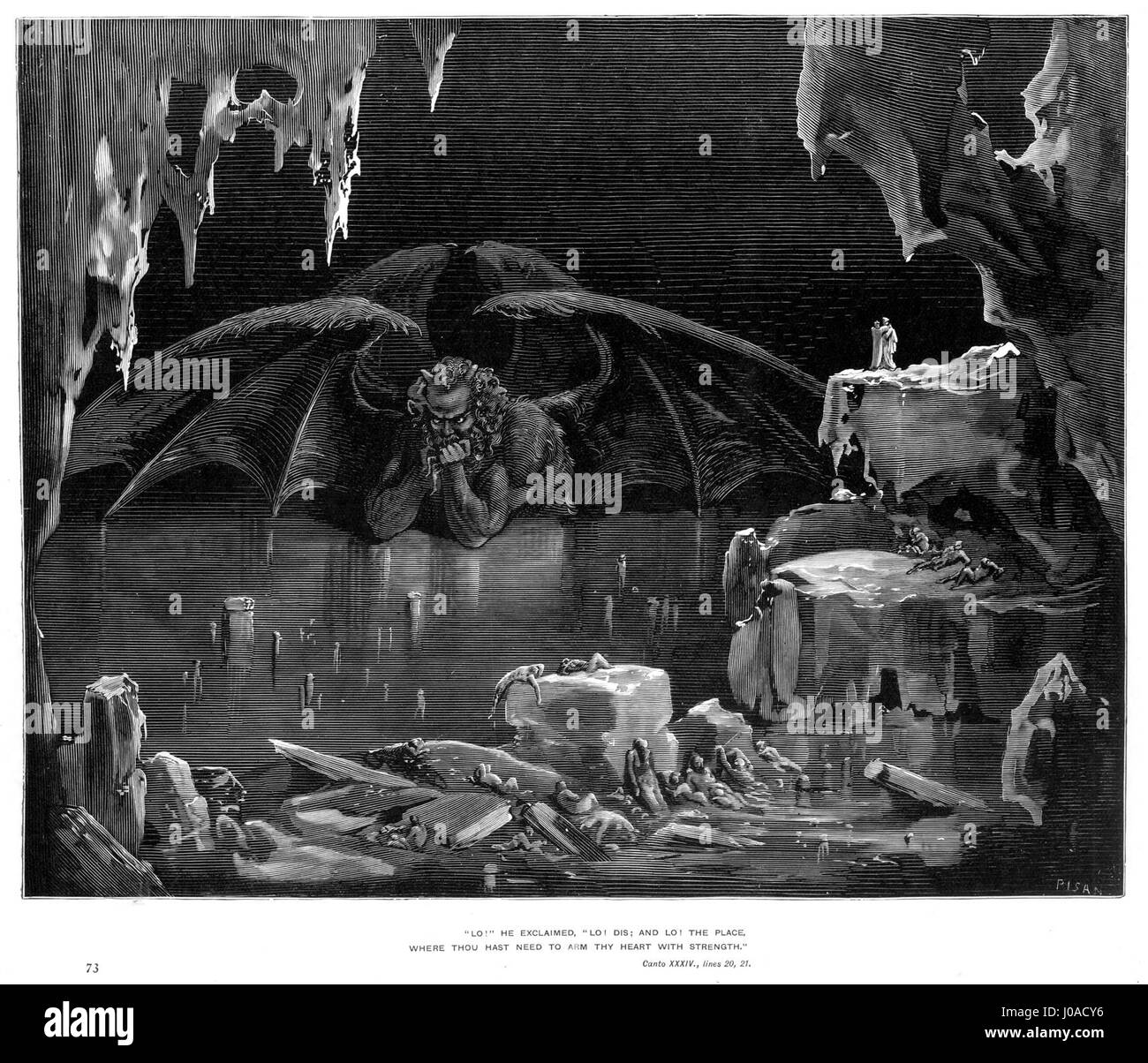 La Vision de l'Enfer, une illustration de Gustave Doré, un artiste français, vers 1890. Banque D'Images