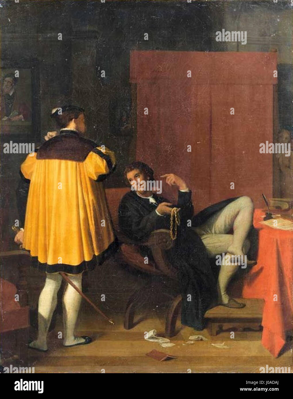 Ce tableau de Jean-Auguste-Dominique Ingres représente Charles V, empereur du Saint-Empire romain germanique, reflétant la grandeur de son règne. Le portrait souligne l’attention méticuleuse portée aux détails par Ingres et son style néoclassique dans la capture de l’autorité royale. Banque D'Images