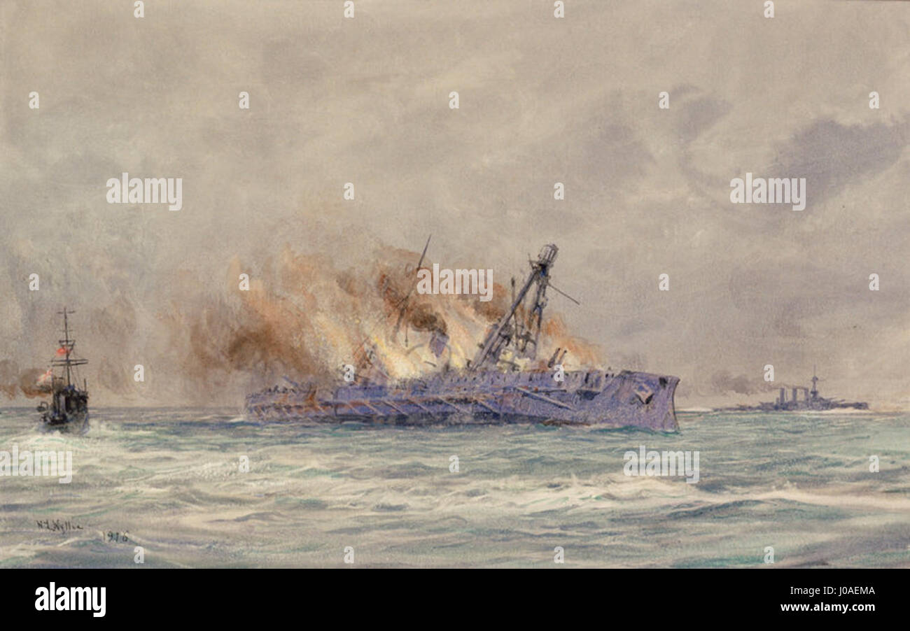 *The Last of Blücher* de William Lionel Wyllie représente les derniers moments du célèbre général prussien Gebhard Leberecht von Blücher pendant les guerres napoléoniennes. La peinture met en valeur le drame et l'émotion entourant la figure, soulignant son rôle dans la défaite de Napoléon. Banque D'Images