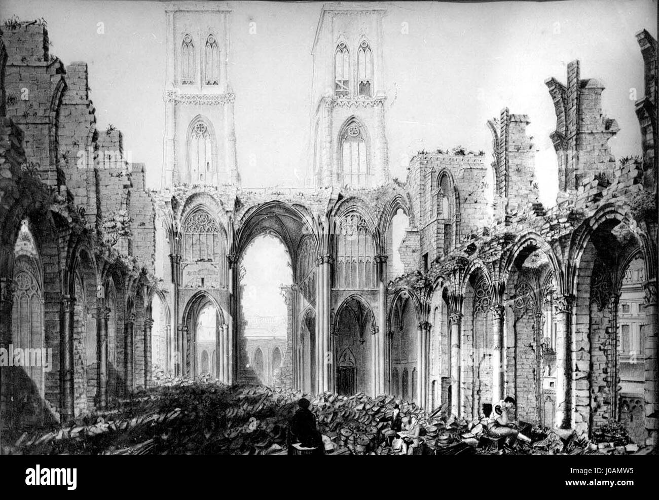 Jean Deneumoulin, Ruines de la cathédrale Saint-Lambert de Liège en 1802 (collection Université de Liège) Banque D'Images