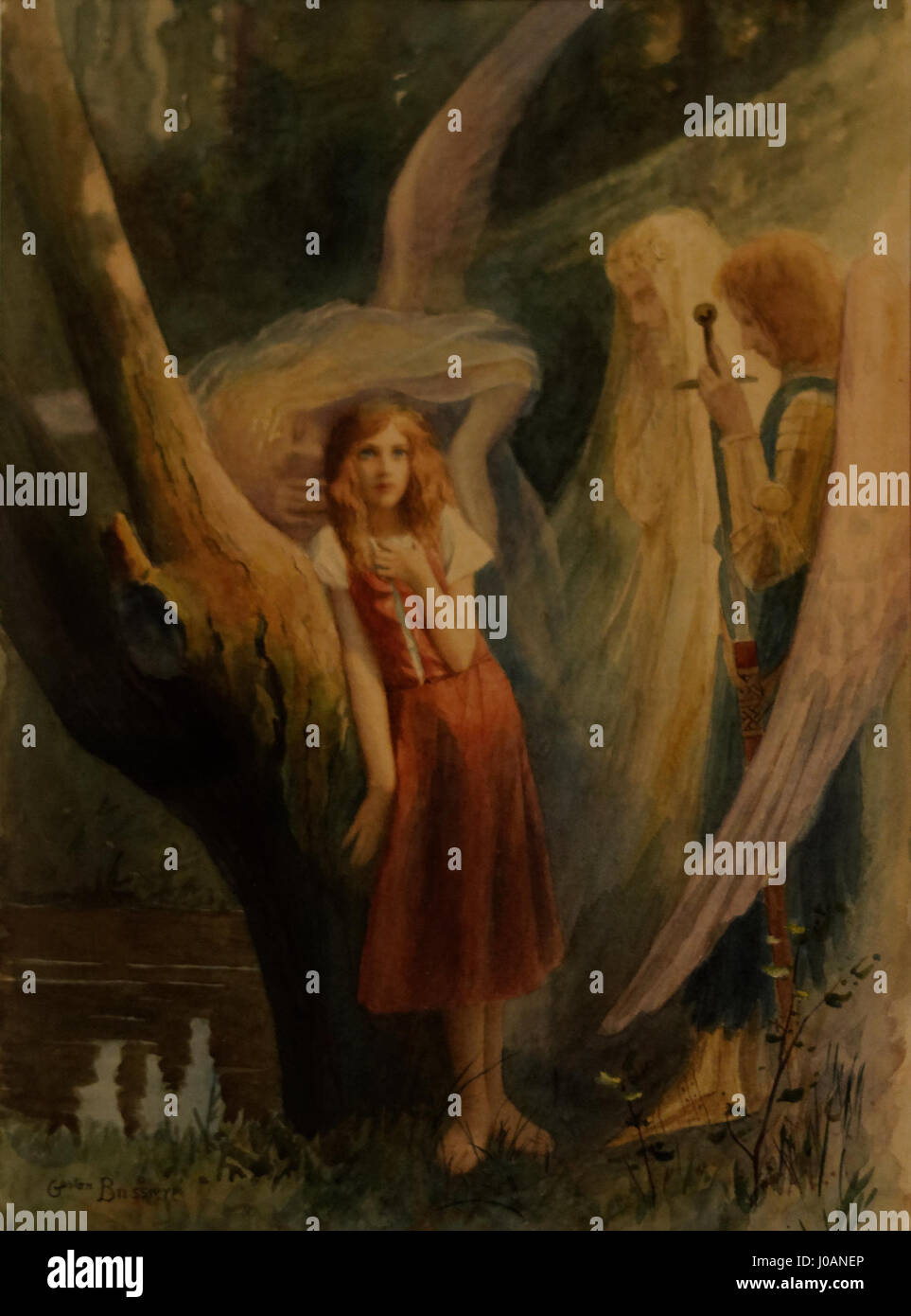 Jeanne d'Arc, la prédestinée de Gaston Bussière représente la célèbre héroïne française Jeanne d'Arc, la dépeignant comme une femme guidée par le destin divin. Le tableau reflète l’approche symbolique et allégorique de Bussière, soulignant le courage, la mission spirituelle et le rôle central de Jeanne dans l’histoire de France pendant la guerre de cent ans. Banque D'Images Jeanne d'Arc, la prédestinée de Gaston Bussière représente la célèbre héroïne française Jeanne d'Arc, la dépeignant comme une femme guidée par le destin divin. Le tableau reflète l’approche symbolique et allégorique de Bussière, soulignant le courage, la mission spirituelle et le rôle central de Jeanne dans l’histoire de France pendant la guerre de cent ans. Banque D'Images