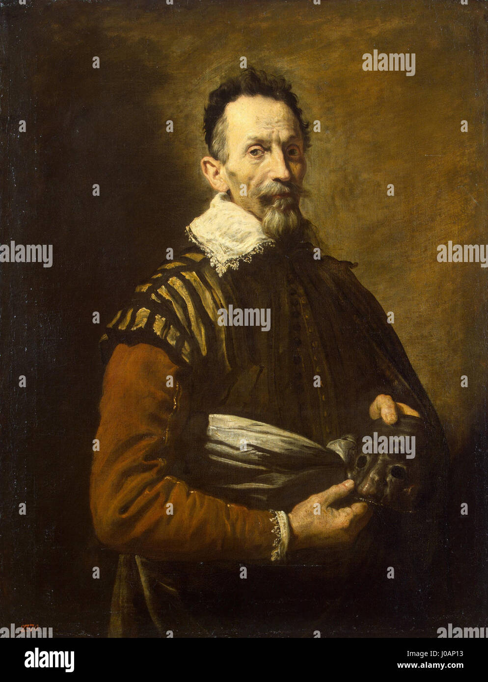 « Portrait d’un acteur » de Domenico Fetti est une peinture de l’époque baroque conservée au Musée de l’Ermitage, représentant une figure théâtrale au réalisme expressif et à l’éclairage dramatique. Banque D'Images « Portrait d’un acteur » de Domenico Fetti est une peinture de l’époque baroque conservée au Musée de l’Ermitage, représentant une figure théâtrale au réalisme expressif et à l’éclairage dramatique. Banque D'Images