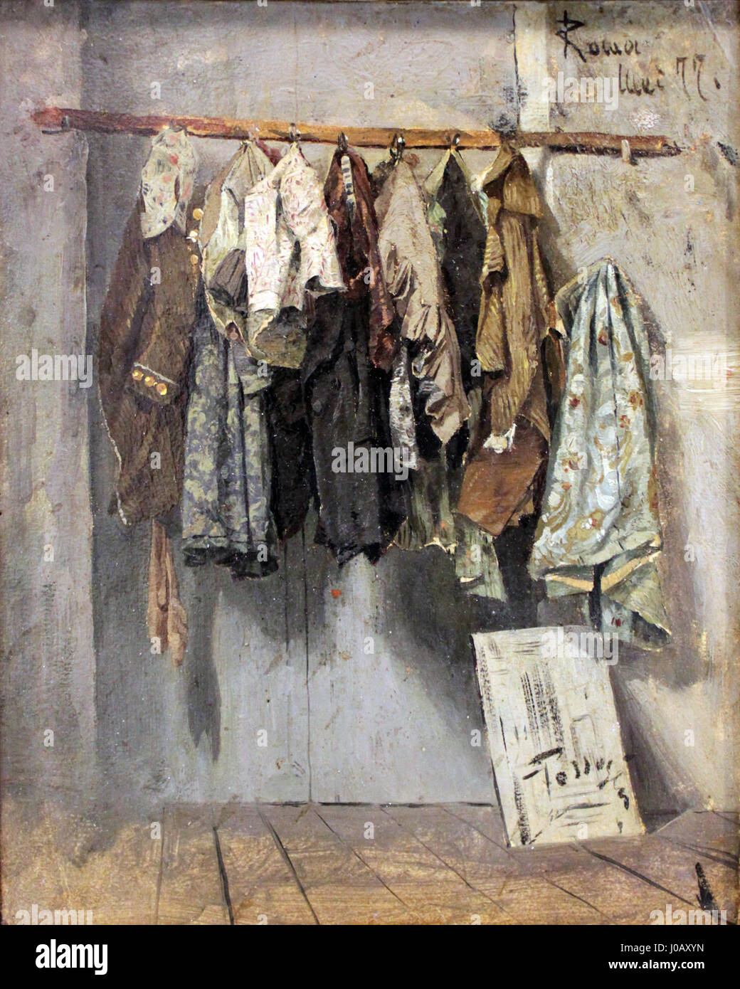 Hans Peter Feddersen, photographe danois, a capturé une boutique de brocantes à Rome, en Italie, en 1877. Banque D'Images