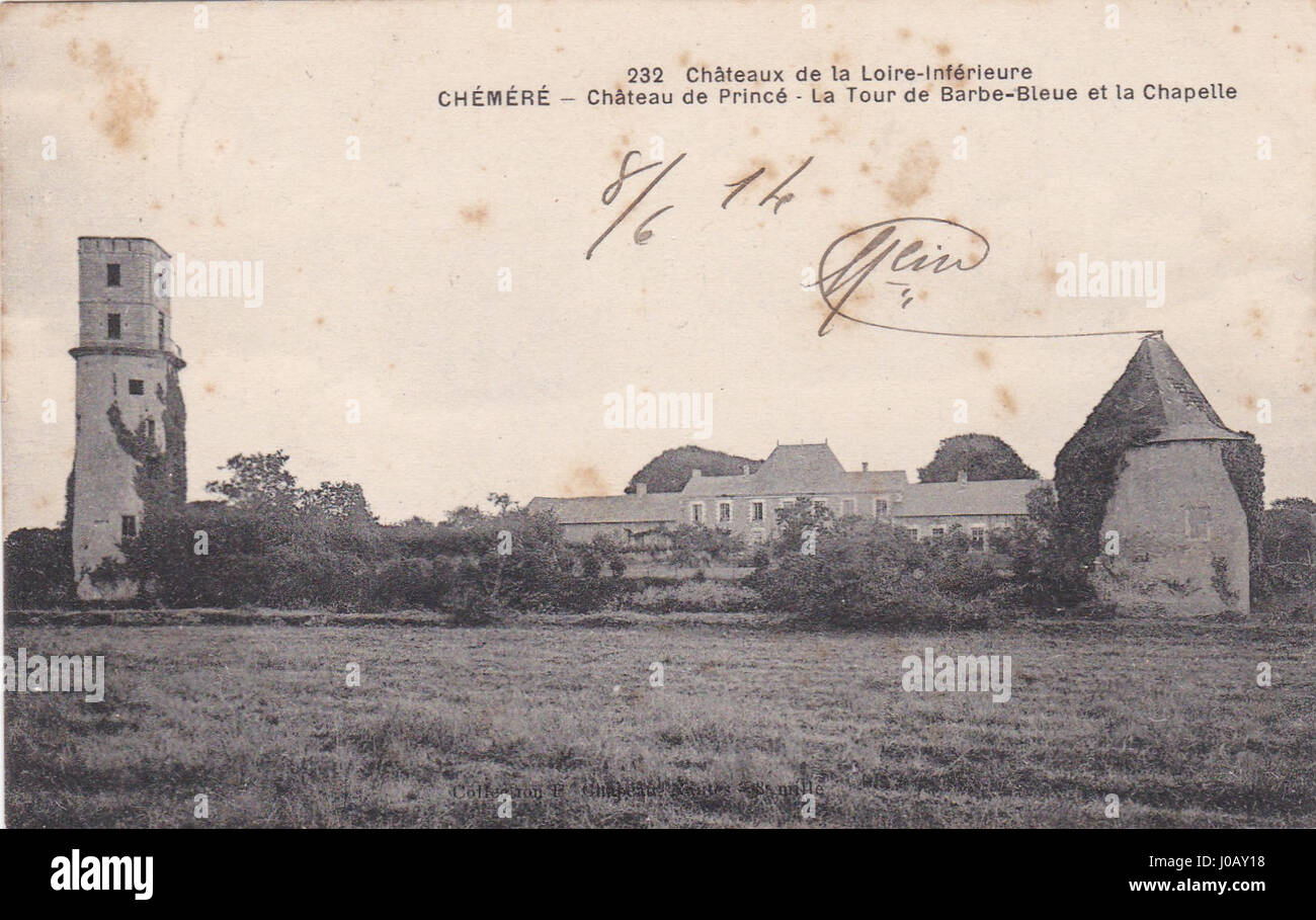 Une vieille carte postale de Châmérè, France, représentant une scène ou un monument historique. L'image met en valeur l'architecture de la ville et l'atmosphère locale, offrant un aperçu de son passé. Banque D'Images
