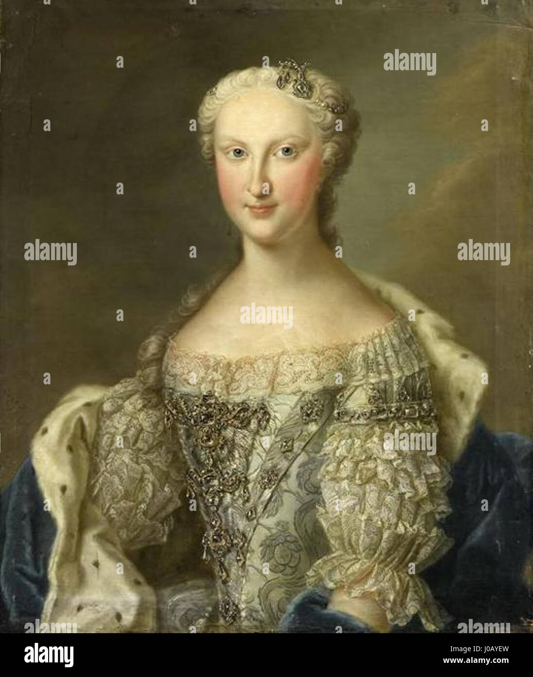 Portrait de Marie Thérèse Raphaëlle d'Espagne, Dauphine de France en vers 1745 par Daniel Klein le jeune Banque D'Images
