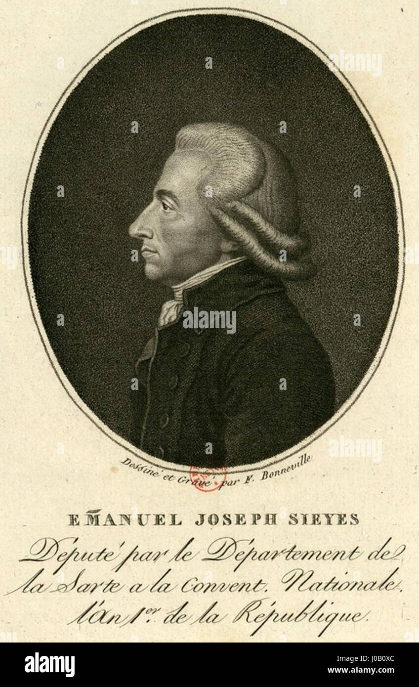 Ce portrait représente Emmanuel Joseph Sieyès, personnalité politique française et prêtre pendant la Révolution française. Il a joué un rôle clé dans la révolution en tant que membre de la Convention nationale. Banque D'Images