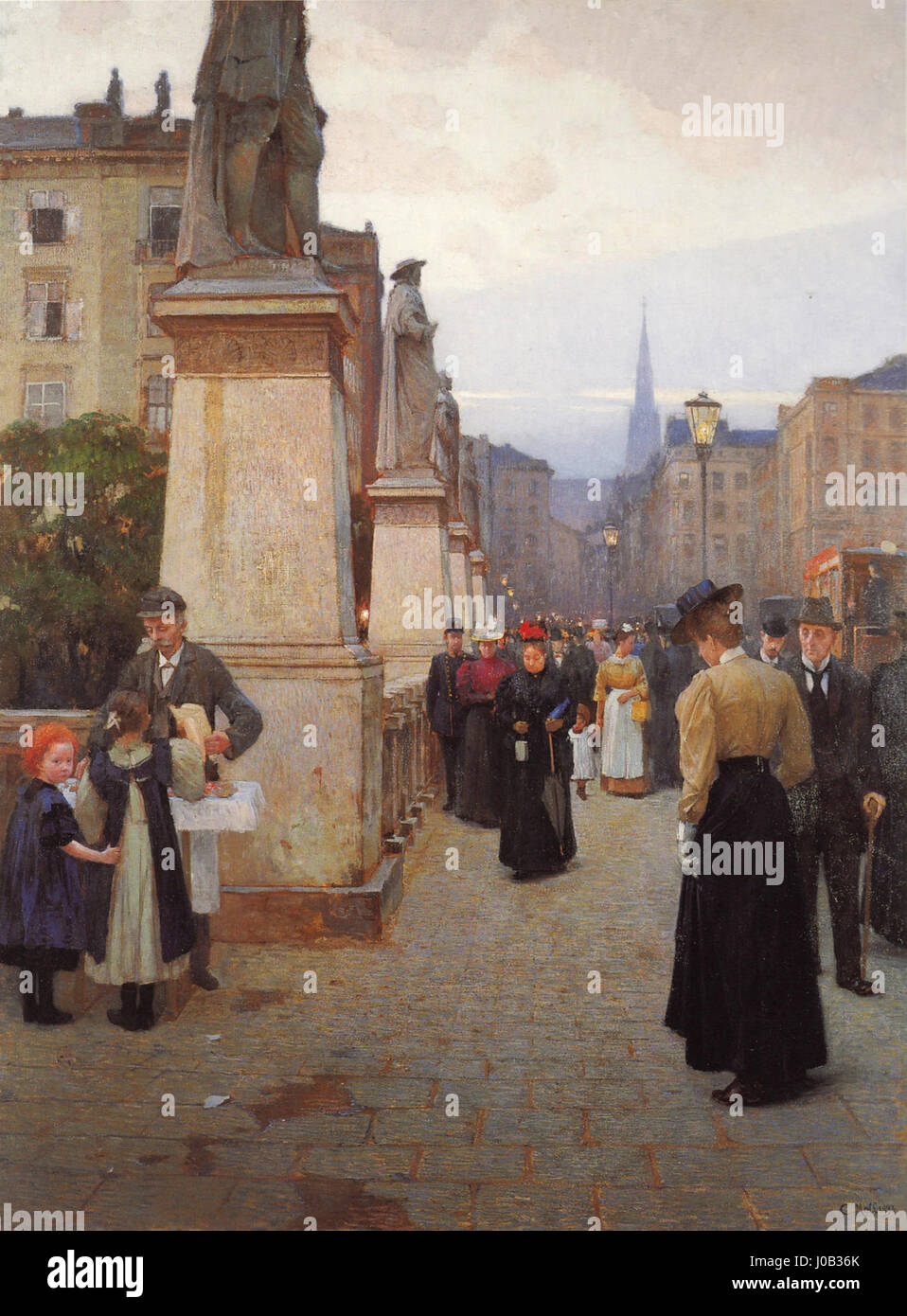 Une peinture de 1897 du Elisabethbrücke (pont Elisabeth) à Vienne par Moll, capturant l'architecture et le paysage urbain de l'époque. Banque D'Images