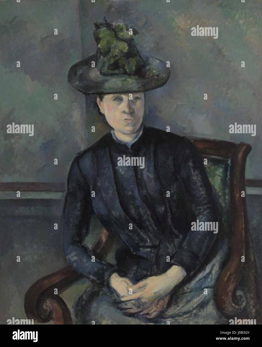 Femme dans un chapeau vert (par Paul Cézanne, 1894-1895) Banque D'Images