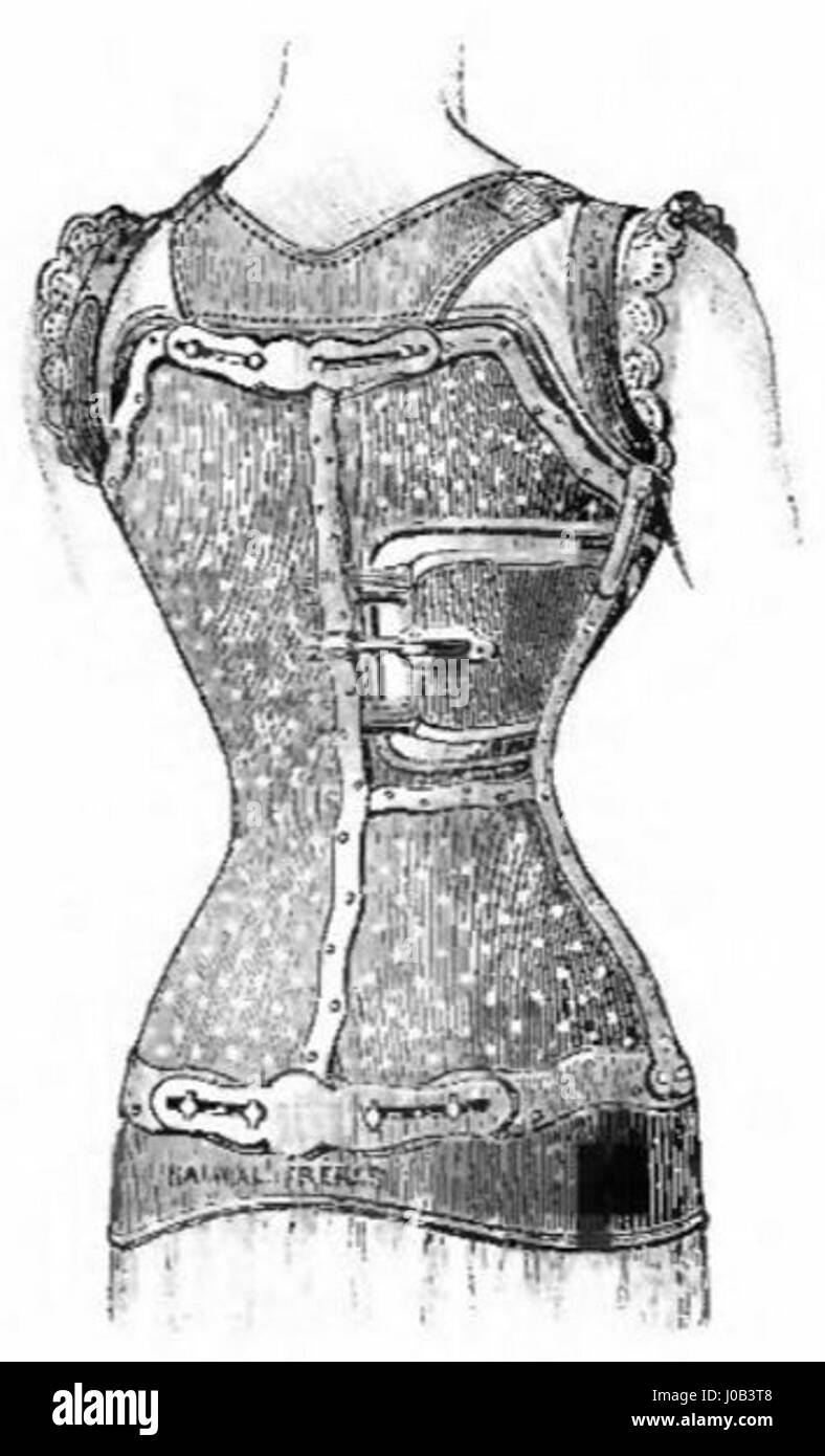 Ce catalogue du XIXe siècle de Rainal Frères présente une collection de corsets, reflétant la mode et l'industrie textile de l'époque. Le catalogue sert de document historique sur les tendances de la mode française de la fin du XIXe siècle. Banque D'Images