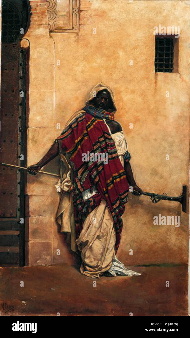 Sentinella …rab de Vicenç Miquel Pous représente une sentinelle dans une pose dramatique, faisant éventuellement référence à un rôle militaire ou protecteur. Le chiffre est saisi dans une position dynamique, indiquant la vigilance et la disponibilité, suggérant des thèmes de devoir et de service. Banque D'Images