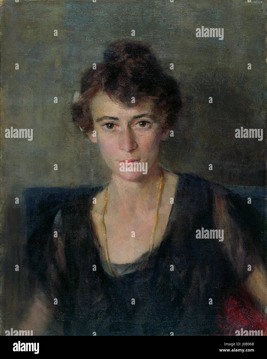 La peinture d'Ivana Kobilca 'mica Copova' représente un portrait de mica Copova Kessler, une figure slovène, capturant les nuances de son expression et de ses vêtements. Banque D'Images