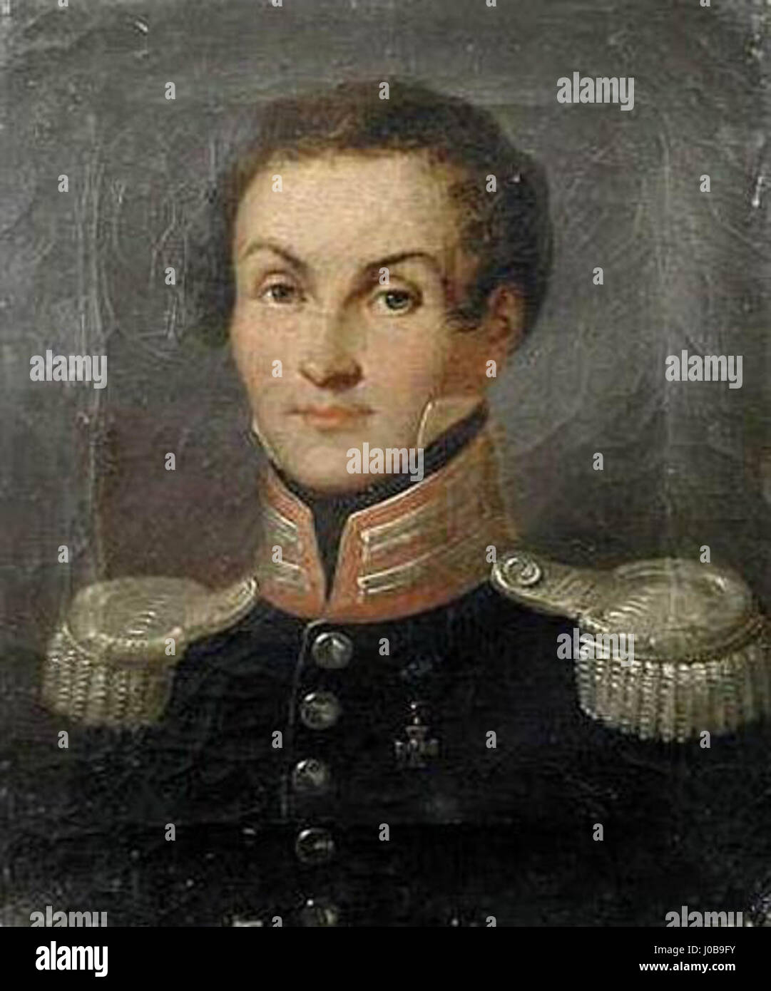 Ce portrait d'Adam Soltan capture une image puissante du sujet avec des lignes nettes et une attention aux détails, reflétant son statut et son caractère. L’artiste se concentre sur les traits clés du visage de Soltan, avec des ombres subtiles pour apporter de la profondeur à la composition. Banque D'Images