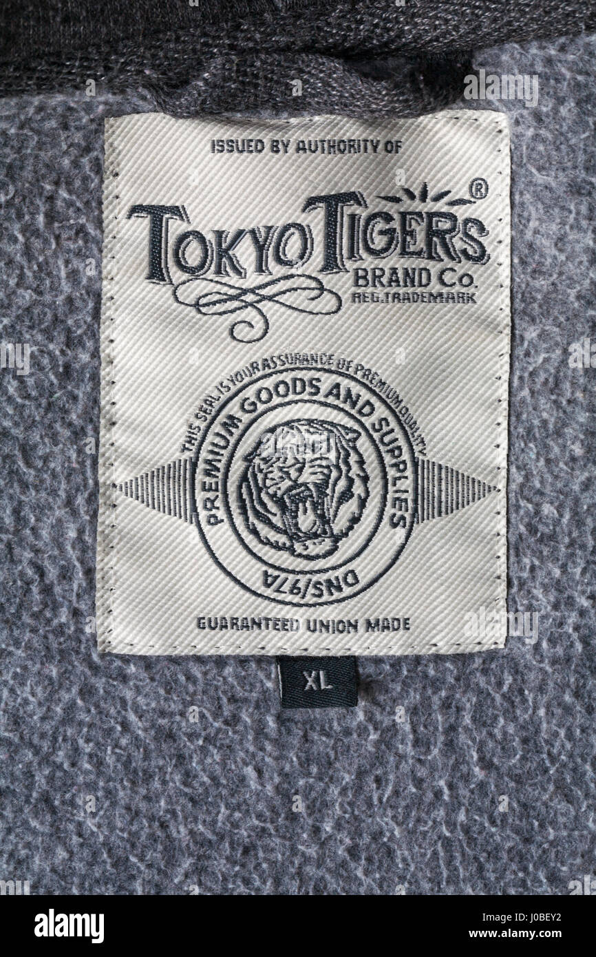 Délivré par l'autorité de la marque Tokyo Tigers en label Premium vêtements Produits et fournisseurs de l'Union européenne fait garanti Banque D'Images