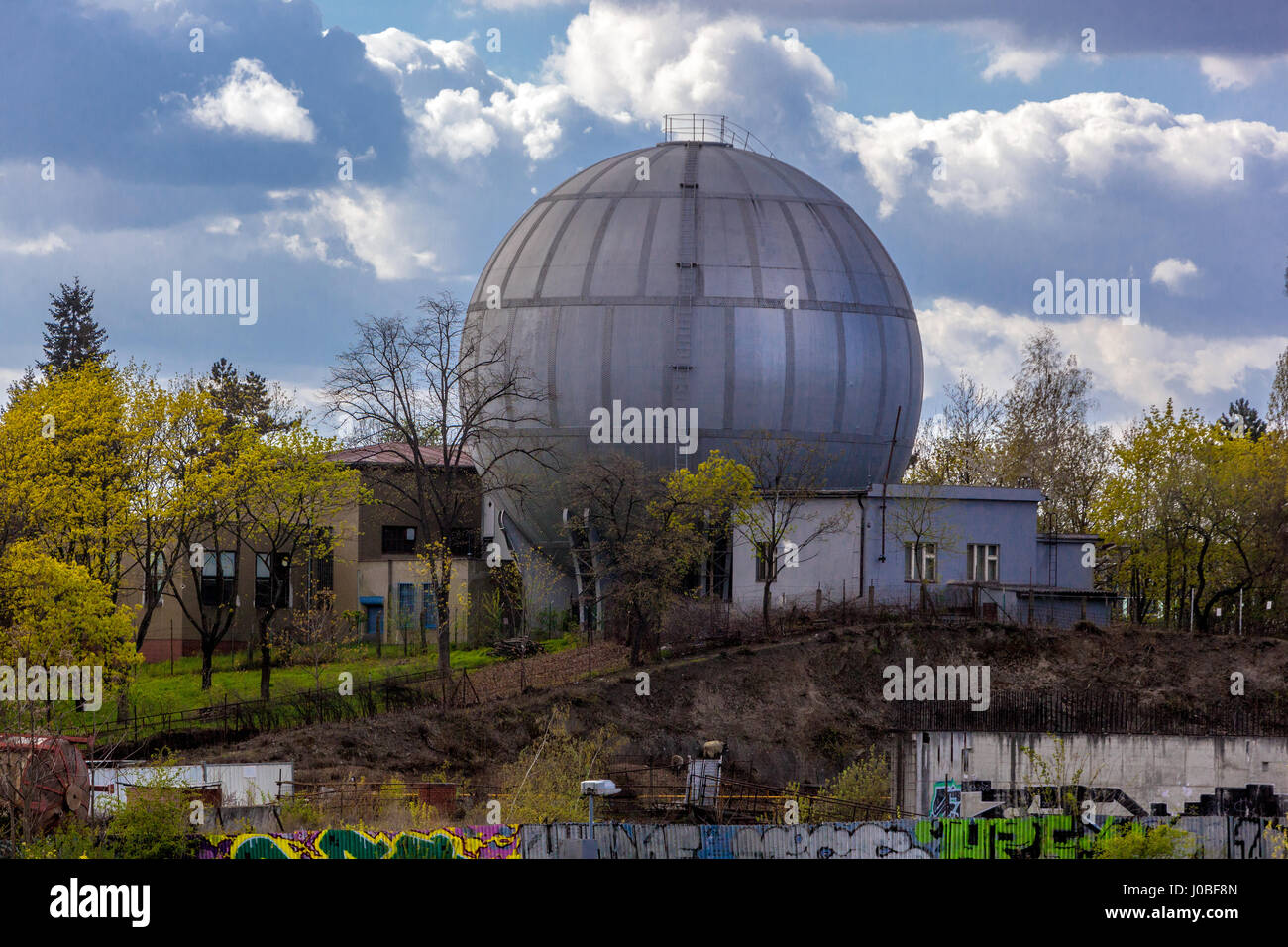 Le bâtiment de l'ex-gasholder à Liben, Prague, République Tchèque, Europe Banque D'Images