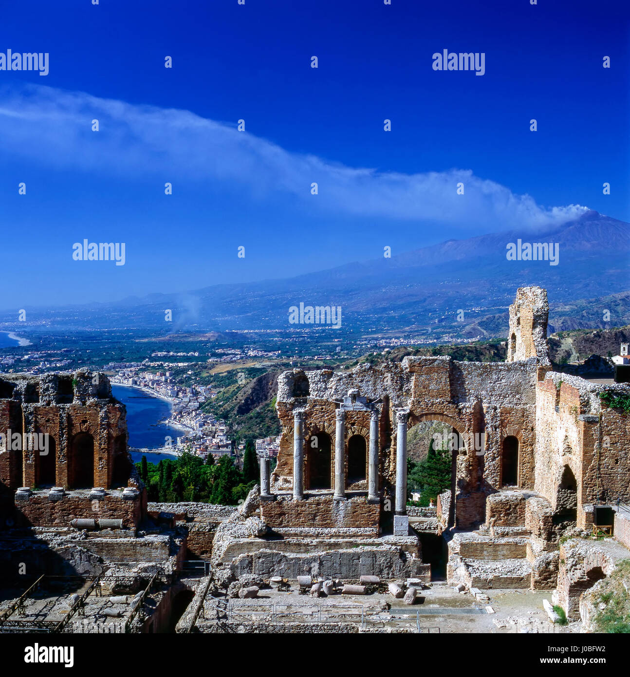Théâtre grec de Taormina, Sicile Banque D'Images