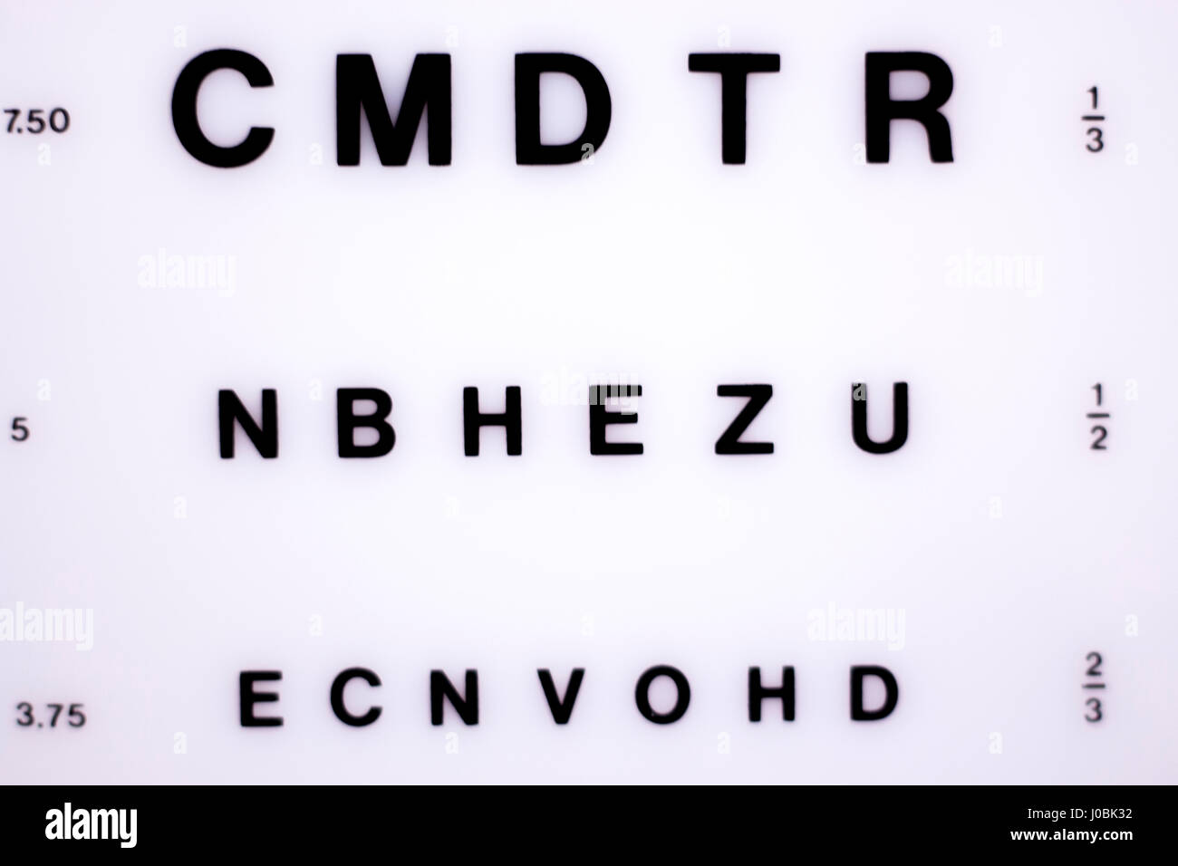 L'optométrie et l'ophtalmologie opticiens eye graphique de test pour tester la vue et vision pour les patients atteints de problèmes de la vue. Banque D'Images