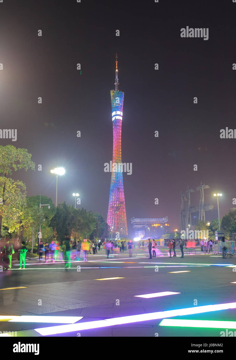 Canton Tower nuit paysage urbain à Guangzhou en Chine. Banque D'Images