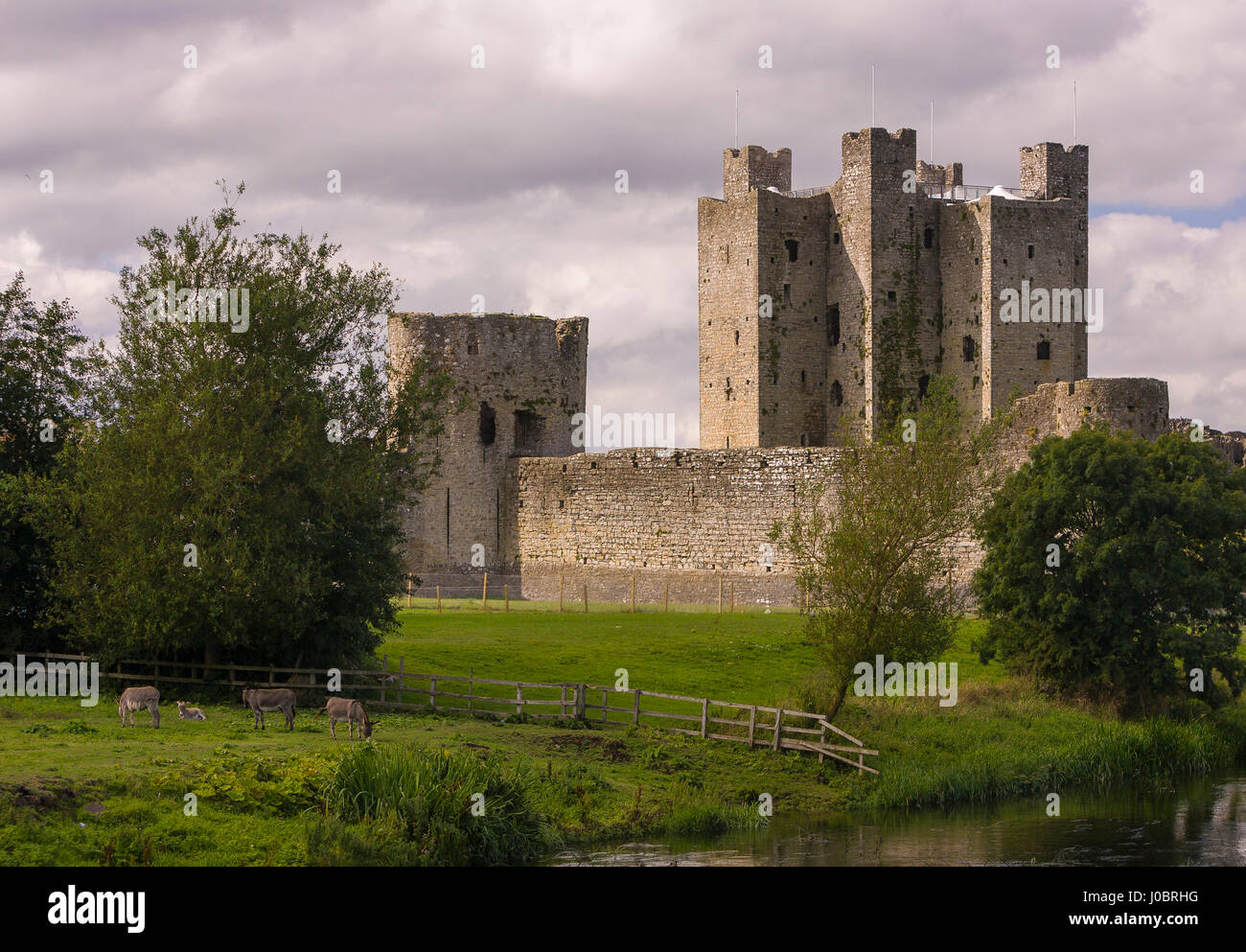 De CAISSE, comté de Meath, IRELAND - Le Château de Trim, construit dans les années 1170, un des premiers château normand, est le plus grand château d'Irlande. Banque D'Images