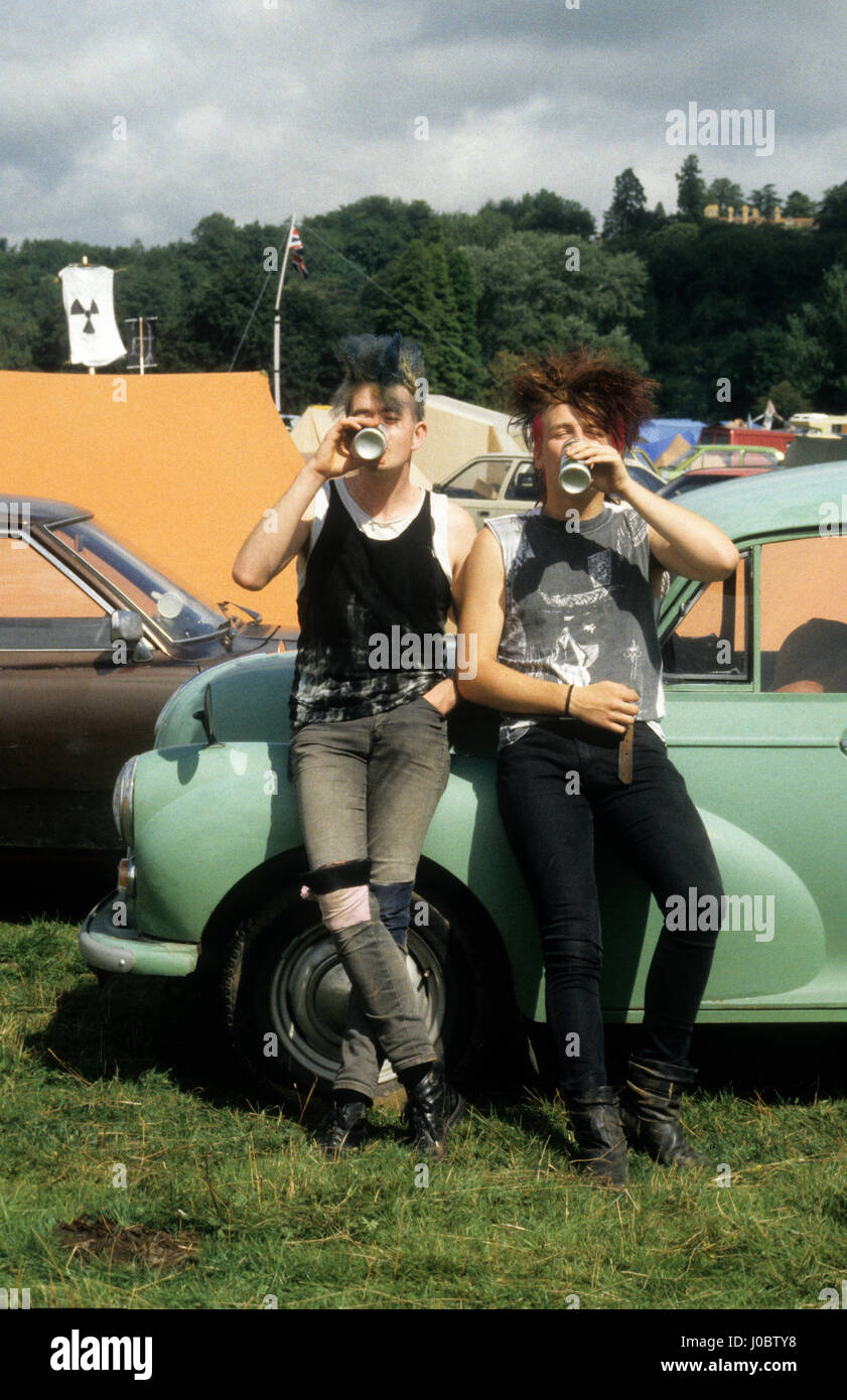 Jeunes pop punk au festival de musique de la Grande-Bretagne Uk Août 1986 Banque D'Images