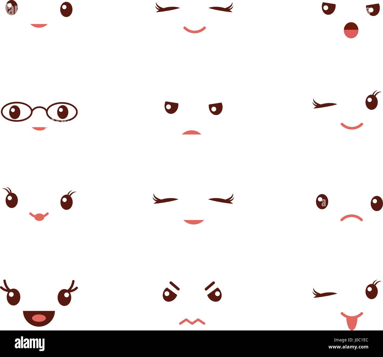 Cute emoticons avec différentes émotions vector illustration. Vector set d'icônes emoji. Set de smileys icônes différentes. Illustration de Vecteur