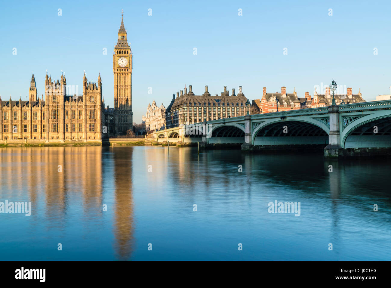 Big Ben, le Palais de Westminster, Site du patrimoine mondial de l'UNESCO, et le pont de Westminster, Londres, Angleterre, Royaume-Uni Banque D'Images