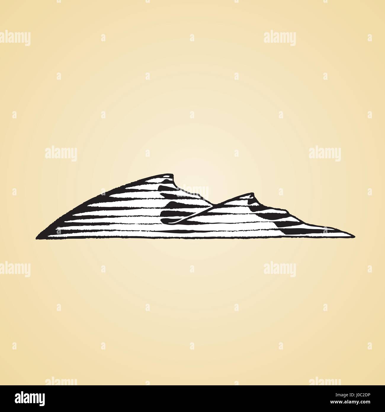 Vector Illustration d'un style Scratchboard Dessin à l'encre de dunes de sable avec remplissage blanc Illustration de Vecteur