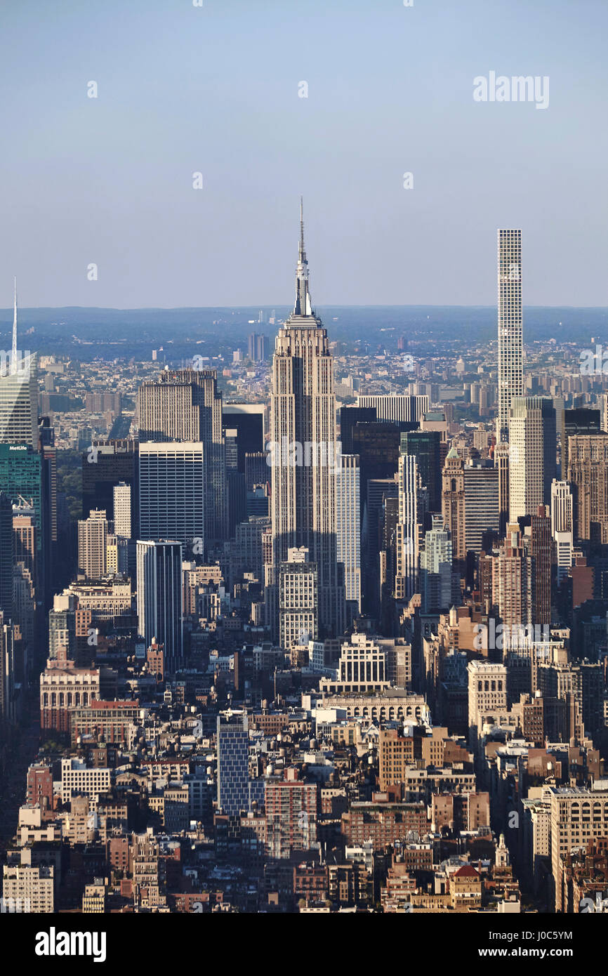 High angle view of Empire State building d'un observatoire du commerce mondial, New York City, USA Banque D'Images