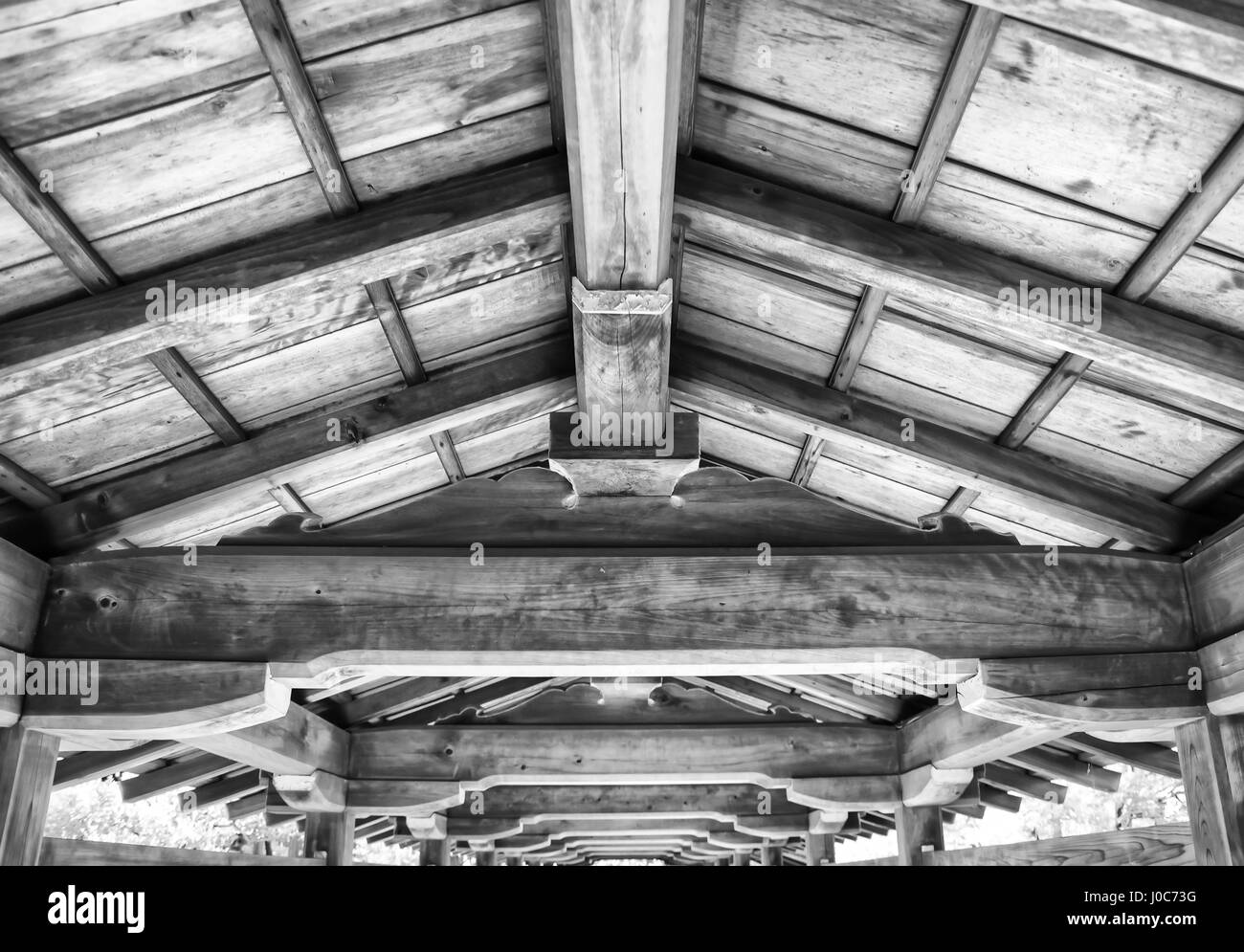 Chambre traditionnelle japonaise détails de plafond (noir et blanc) Banque D'Images