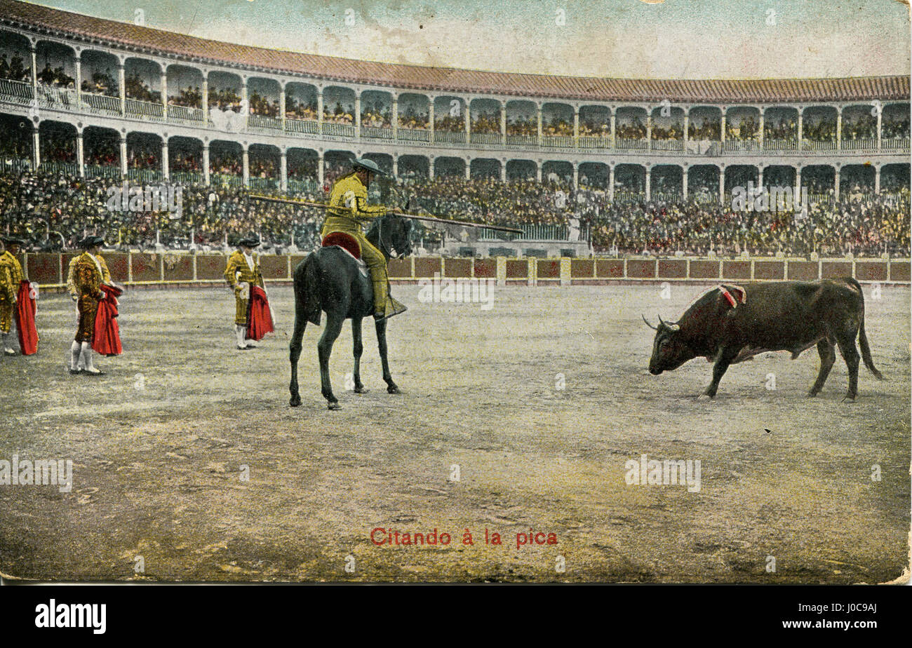 Carte postale historique. Spanish plaza de toros Banque D'Images