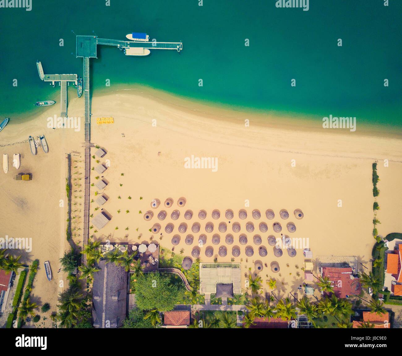 Vue aérienne d'un resort sur Mussulo en Angola Luanda, la capitale. Banque D'Images