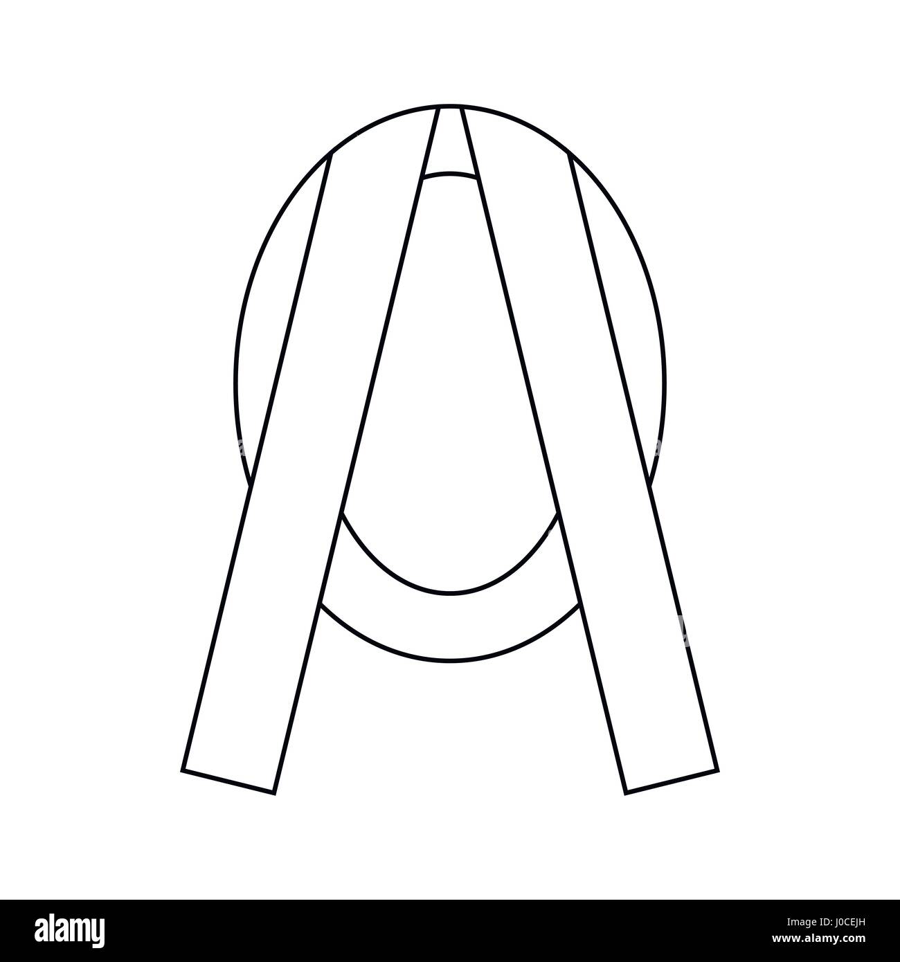 Cadre funéraire avec icône ruban style du contour, Illustration de Vecteur