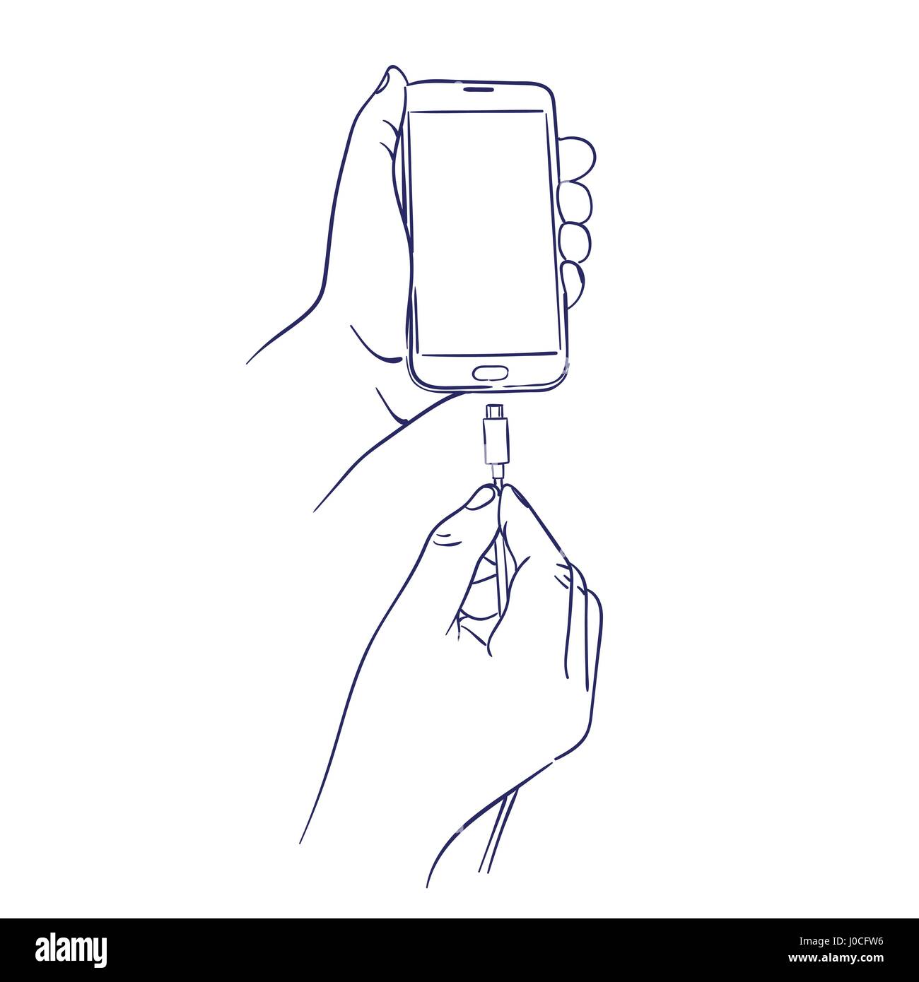 Connectez le chargeur à smart mobile phone Illustration de Vecteur