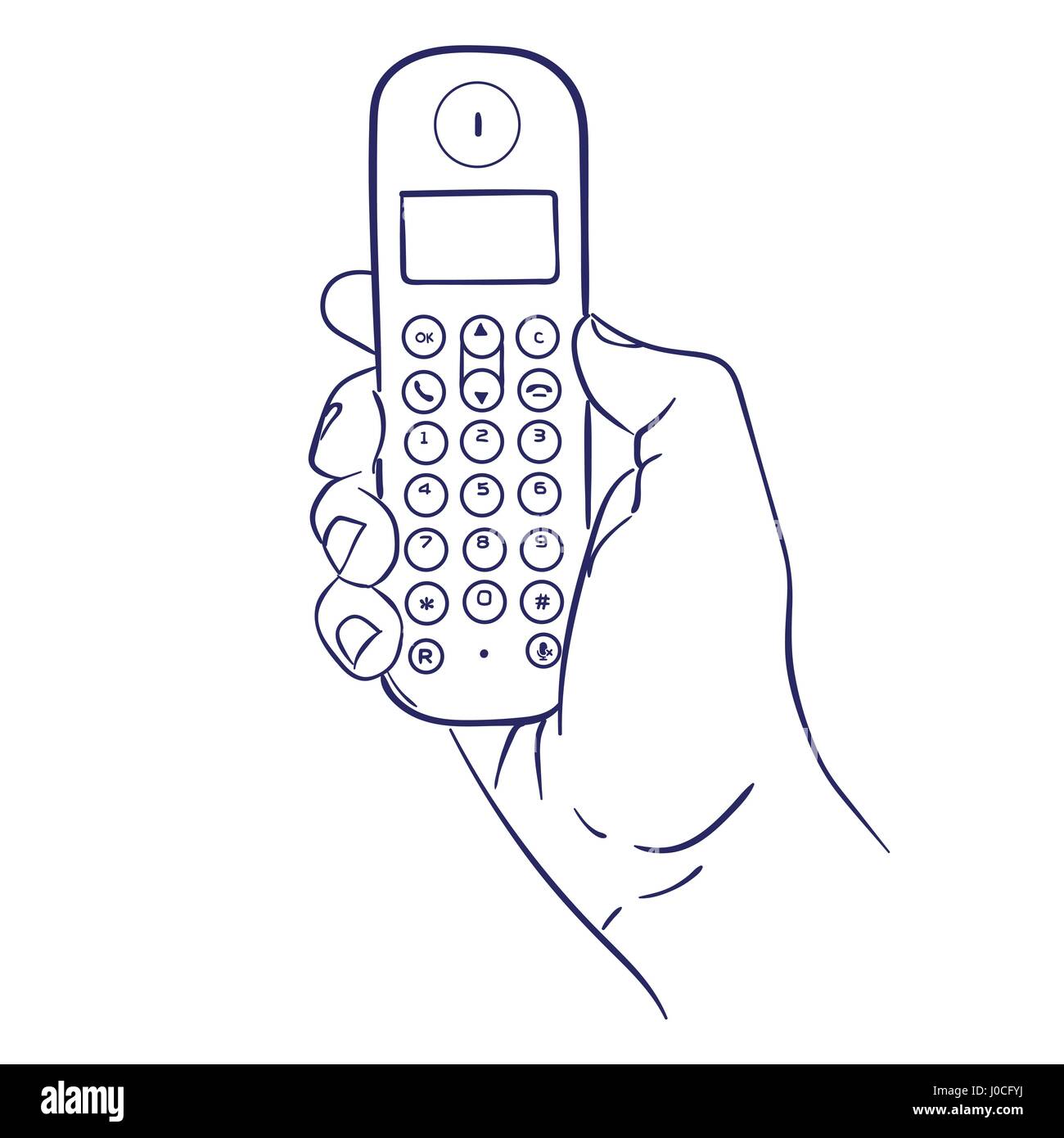 Téléphone sans fil dans la main Illustration de Vecteur Téléphone sans fil dans la main Illustration de Vecteur