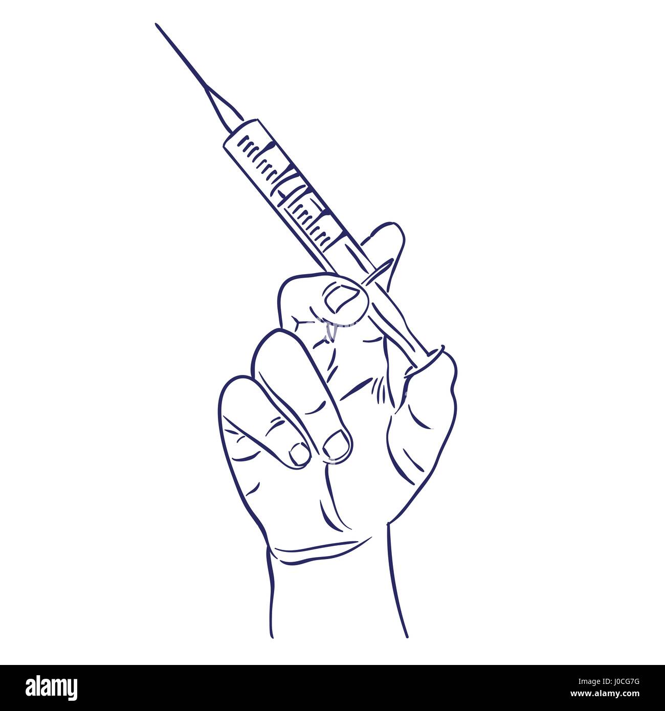 Seringue pour injection dans la main Illustration de Vecteur Seringue pour injection dans la main Illustration de Vecteur