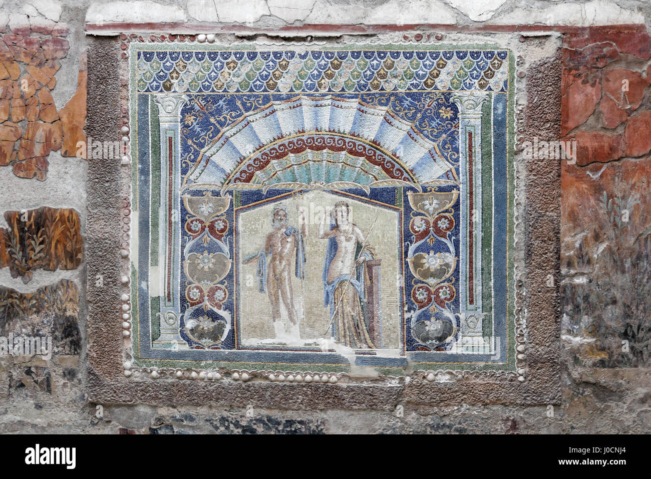 La mosaïque murale dans la maison de Neptune et Amphitrite Banque D'Images