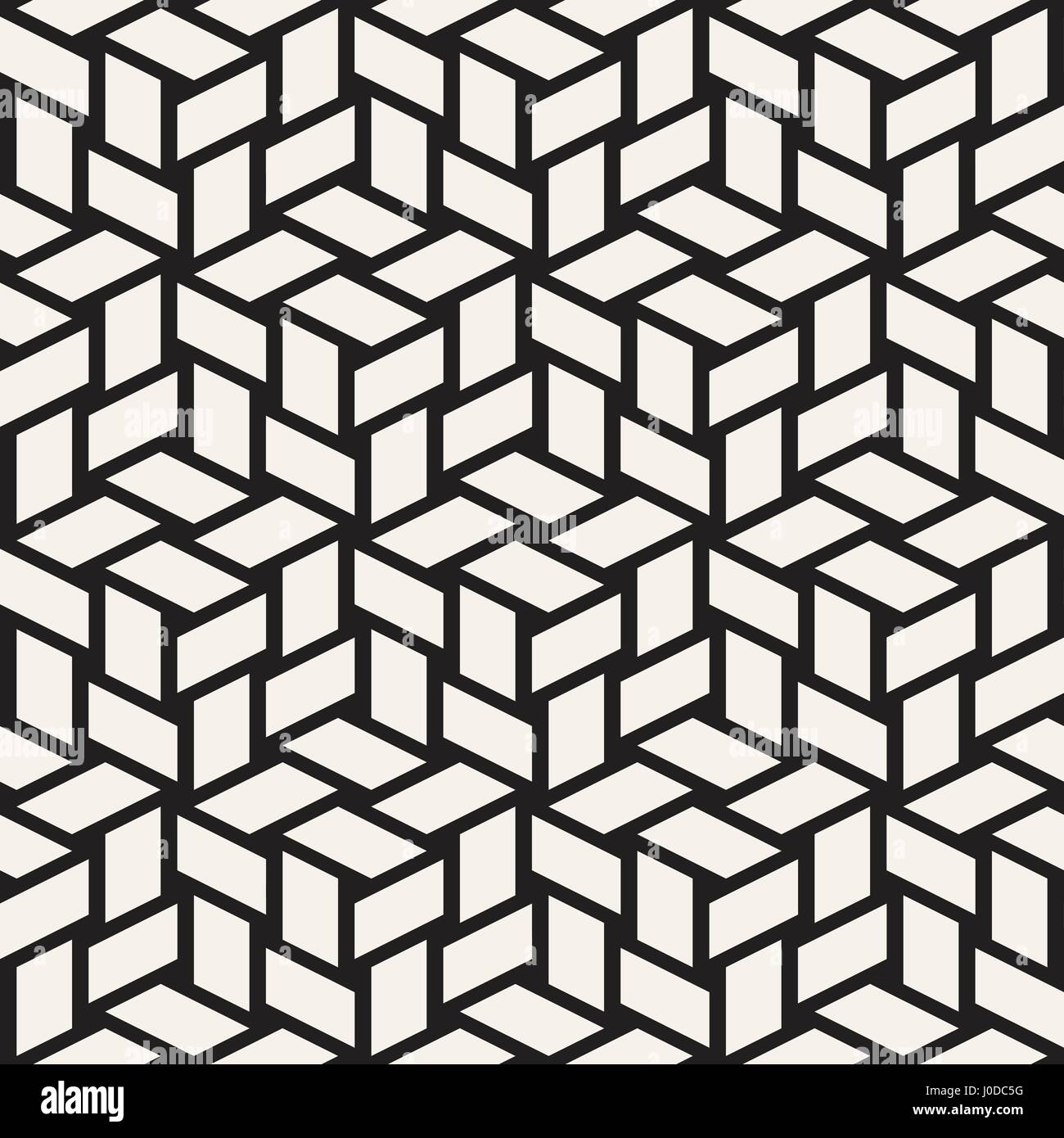 Grille de cubes carrelage élégant sans fin de texture. La conception d'arrière-plan géométrique abstraite. Seamless Vector motif en noir et blanc. Illustration de Vecteur